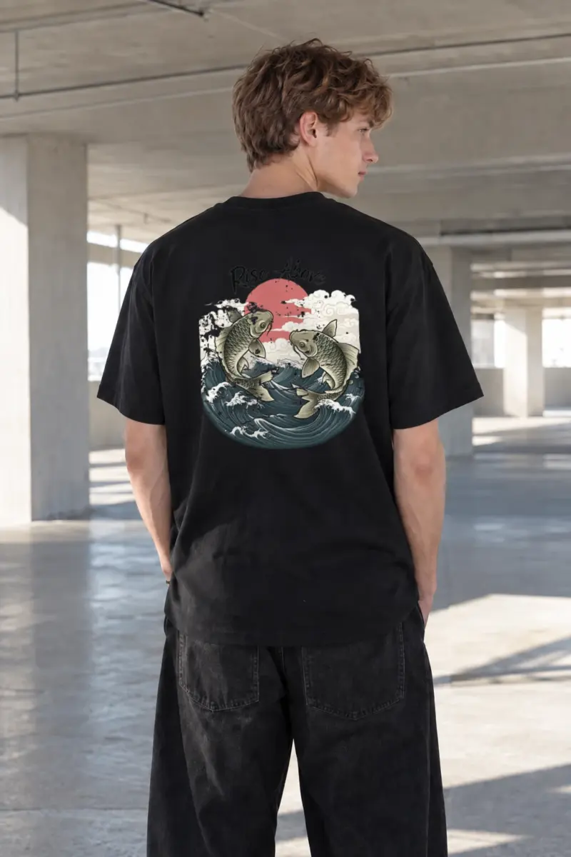 "Rise Above Koi" Heavyweight Unisex Crewneck T-shirt | Gildan 5000