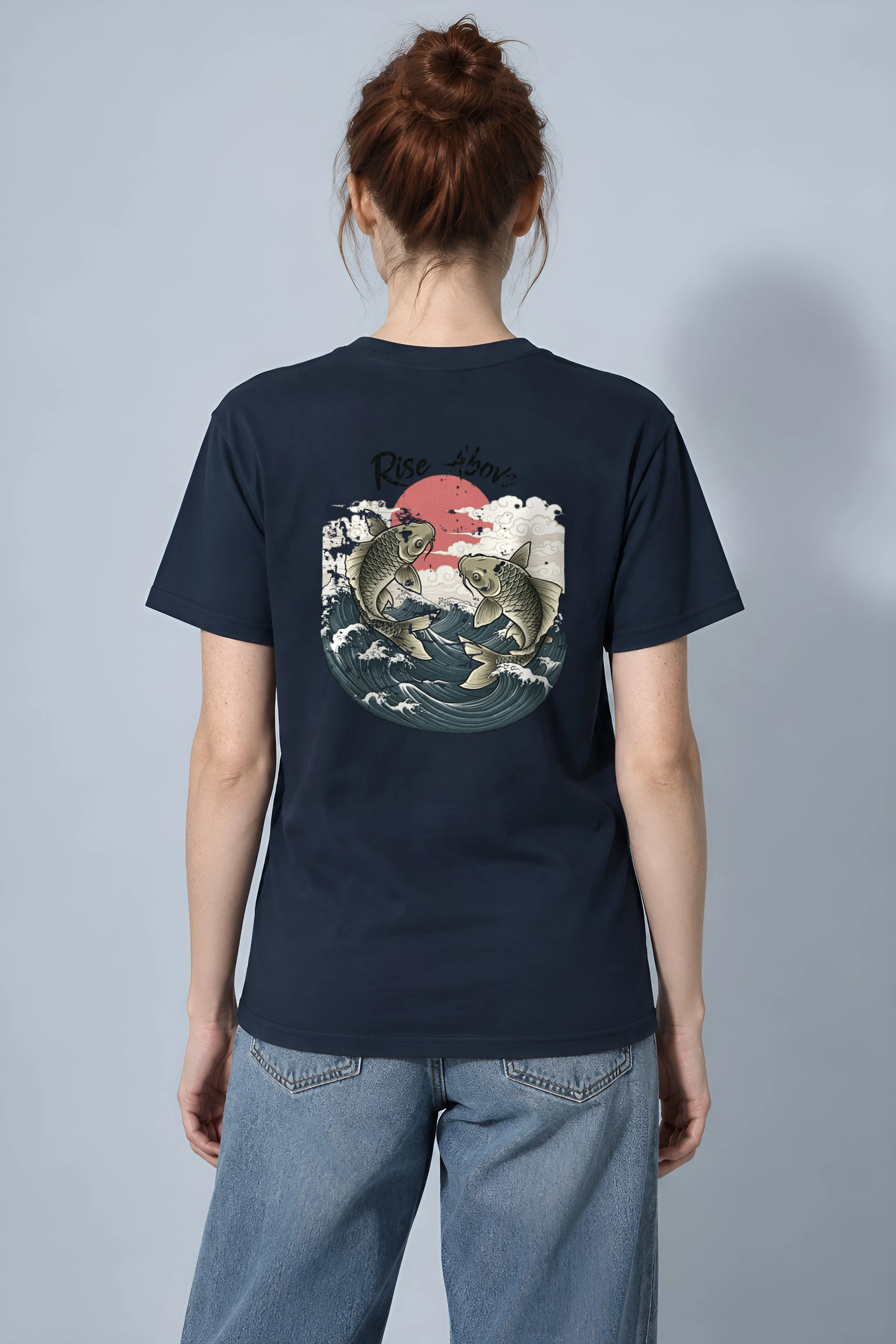 "Rise Above Koi" Heavyweight Unisex Crewneck T-shirt
