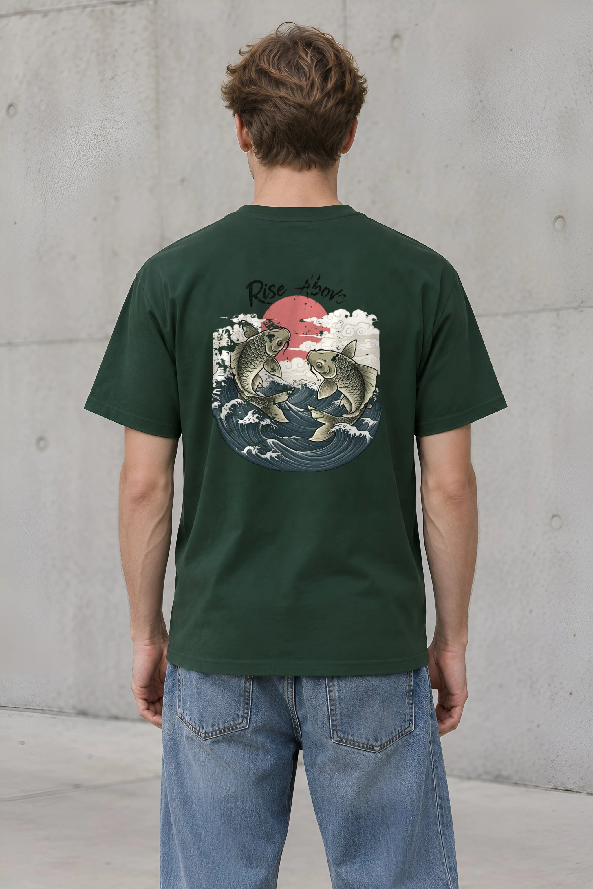 "Rise Above Koi" Heavyweight Unisex Crewneck T-shirt