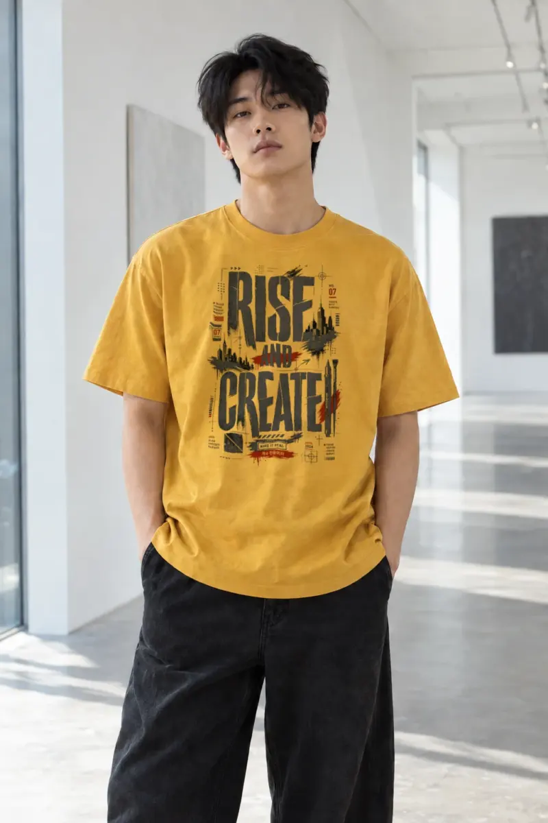 "Rise And Create" Heavyweight Unisex Crewneck T-shirt | Gildan 5000