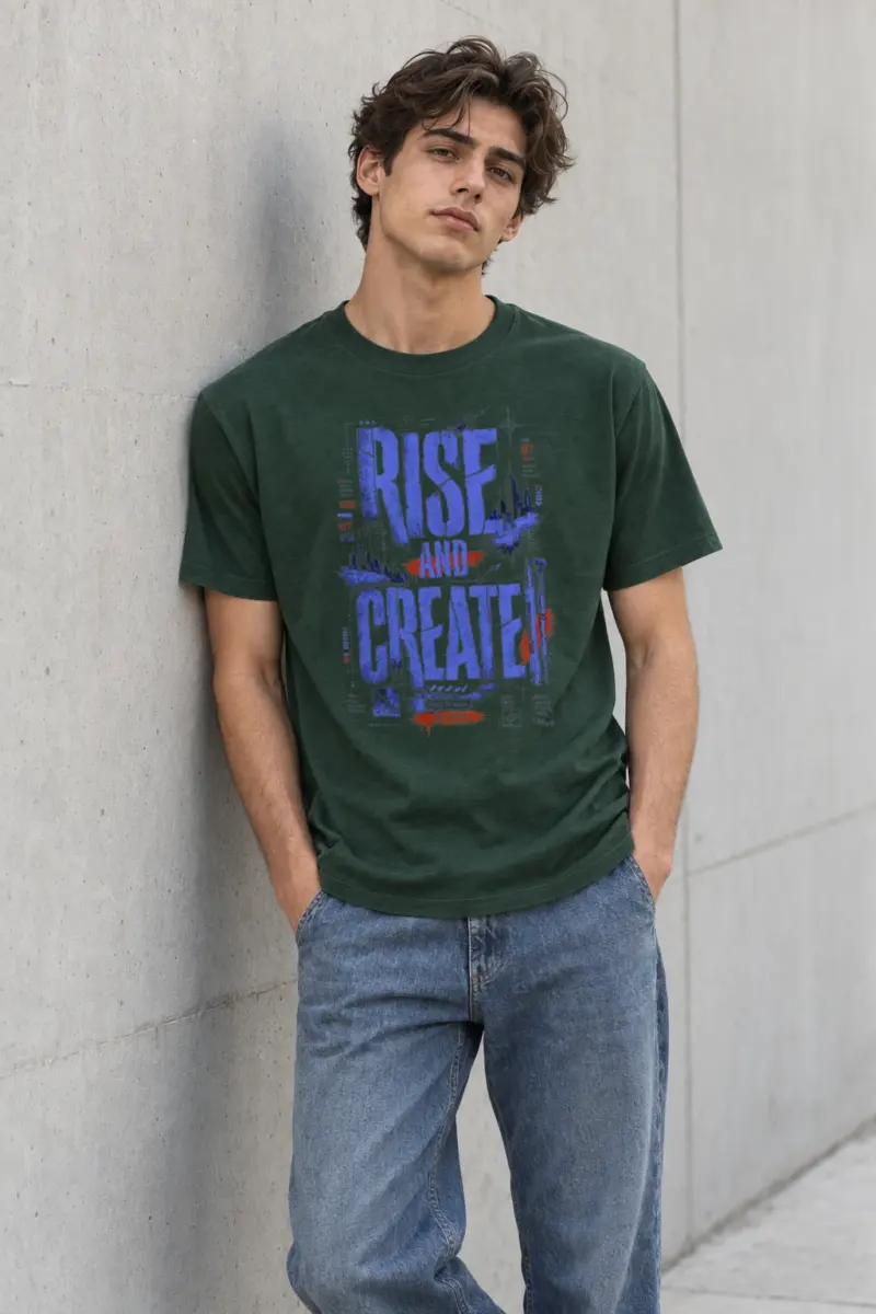 "Rise And Create" Heavyweight Unisex Crewneck T-shirt | Gildan 5000