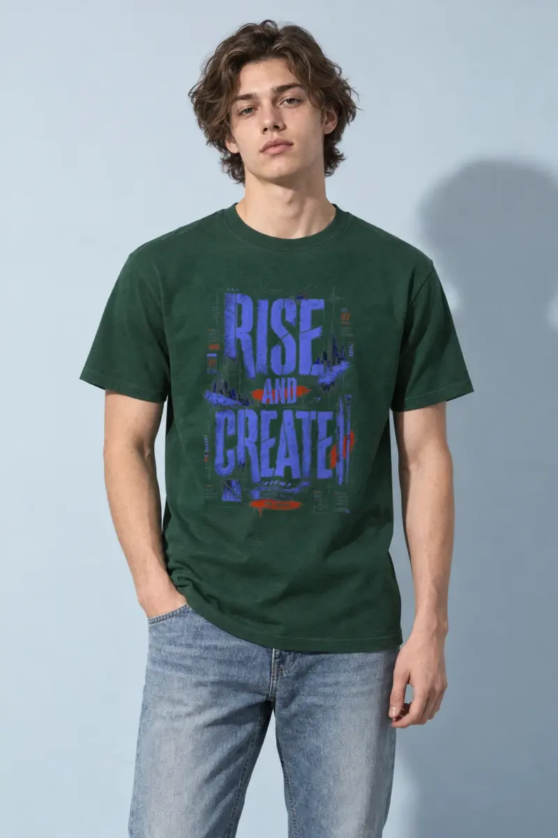 "Rise And Create" Heavyweight Unisex Crewneck T-shirt | Gildan 5000
