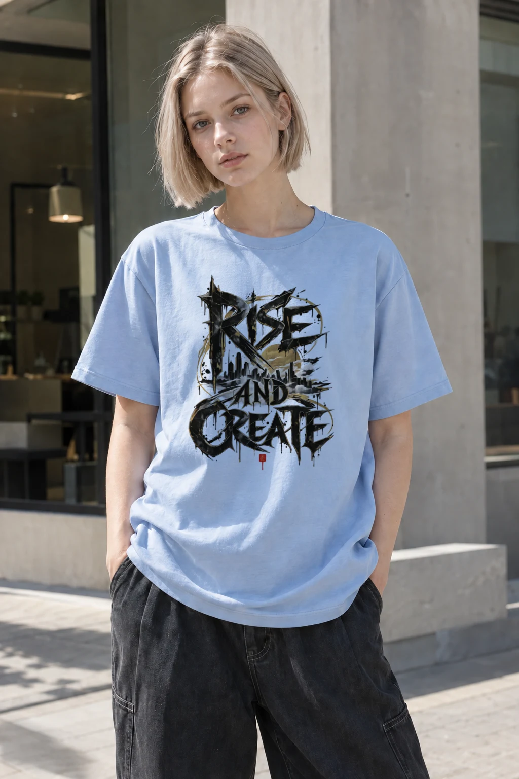 "Rise And Create" Heavyweight Unisex Crewneck T-shirt | Gildan 5000