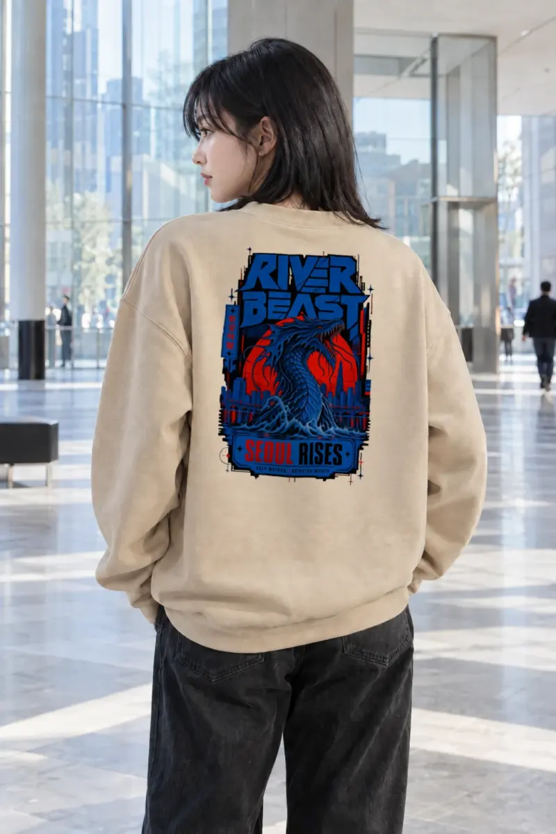 "River Beast Seoul" Heavy Blend Unisex Crewneck Sweatshirt | Gildan 18000