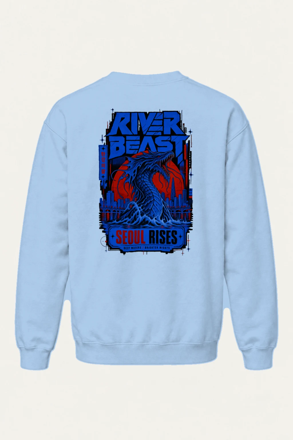 "River Beast Seoul" Heavy Blend Unisex Crewneck Sweatshirt | Gildan 18000