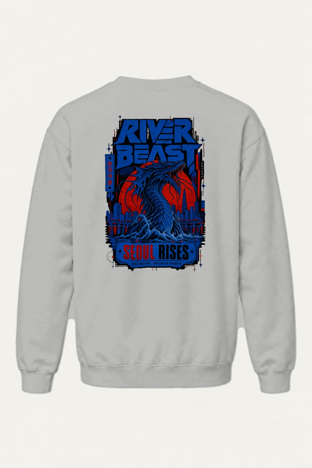 "River Beast Seoul" Heavy Blend Unisex Crewneck Sweatshirt | Gildan 18000