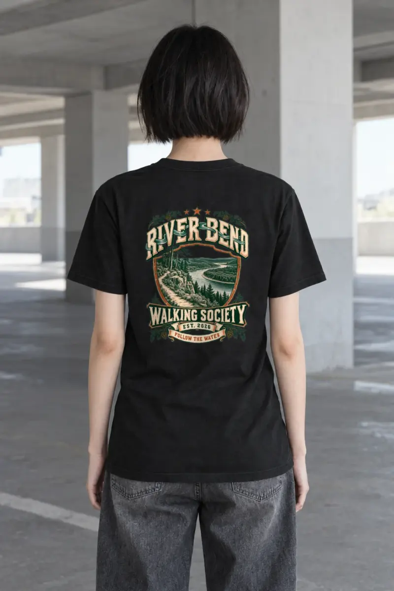 "River Bend Walking Society" Heavyweight Unisex Crewneck T-shirt