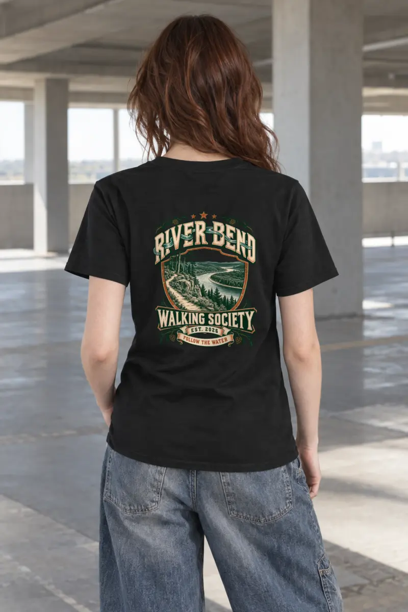 "River Bend Walking Society" Heavyweight Unisex Crewneck T-shirt