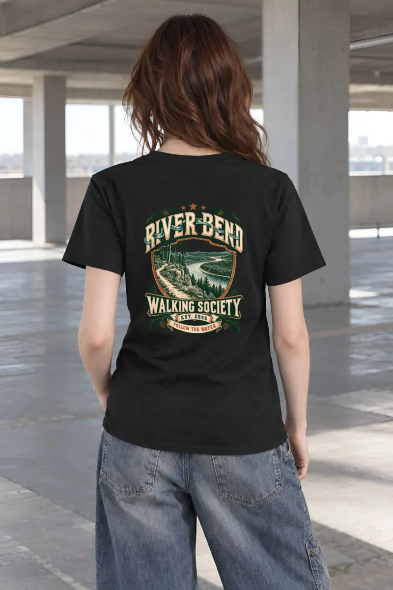 "River Bend Walking Society" Heavyweight Unisex Crewneck T-shirt