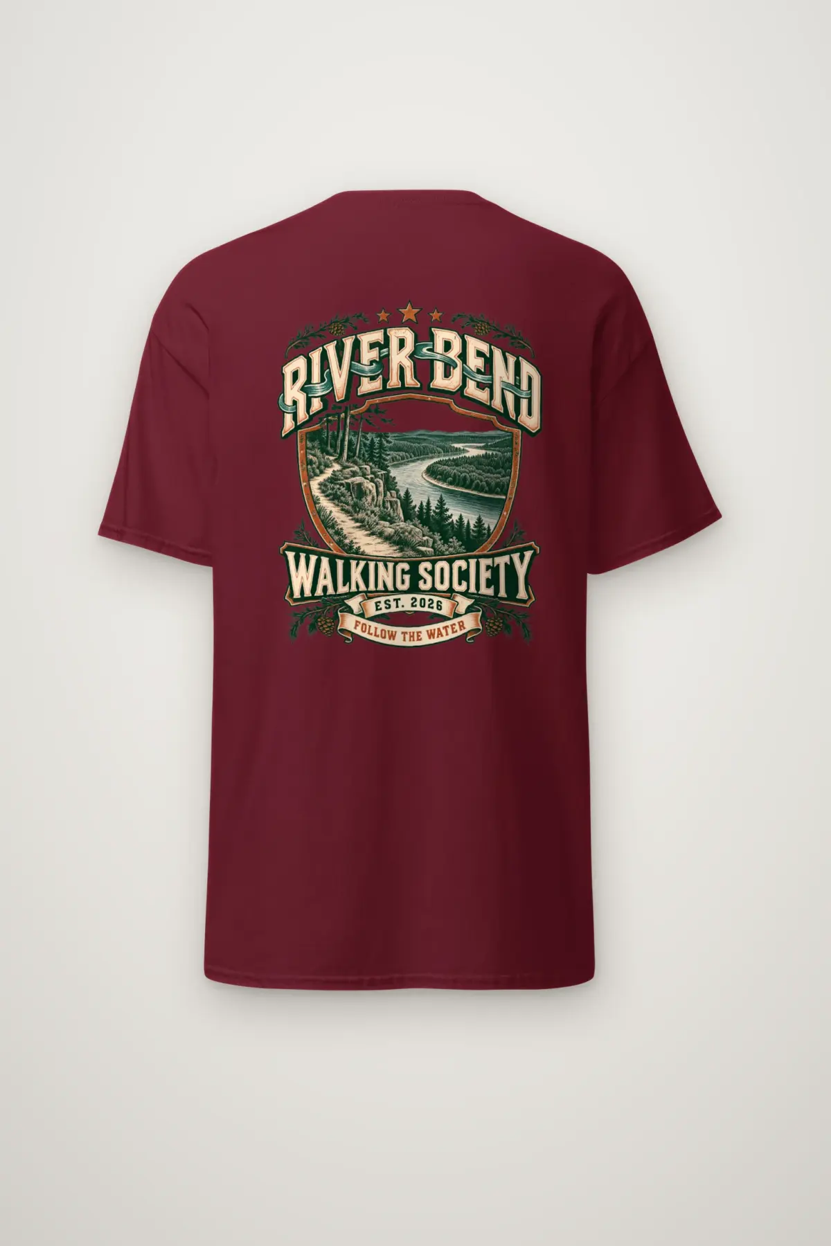 "River Bend Walking Society" Heavyweight Unisex Crewneck T-shirt