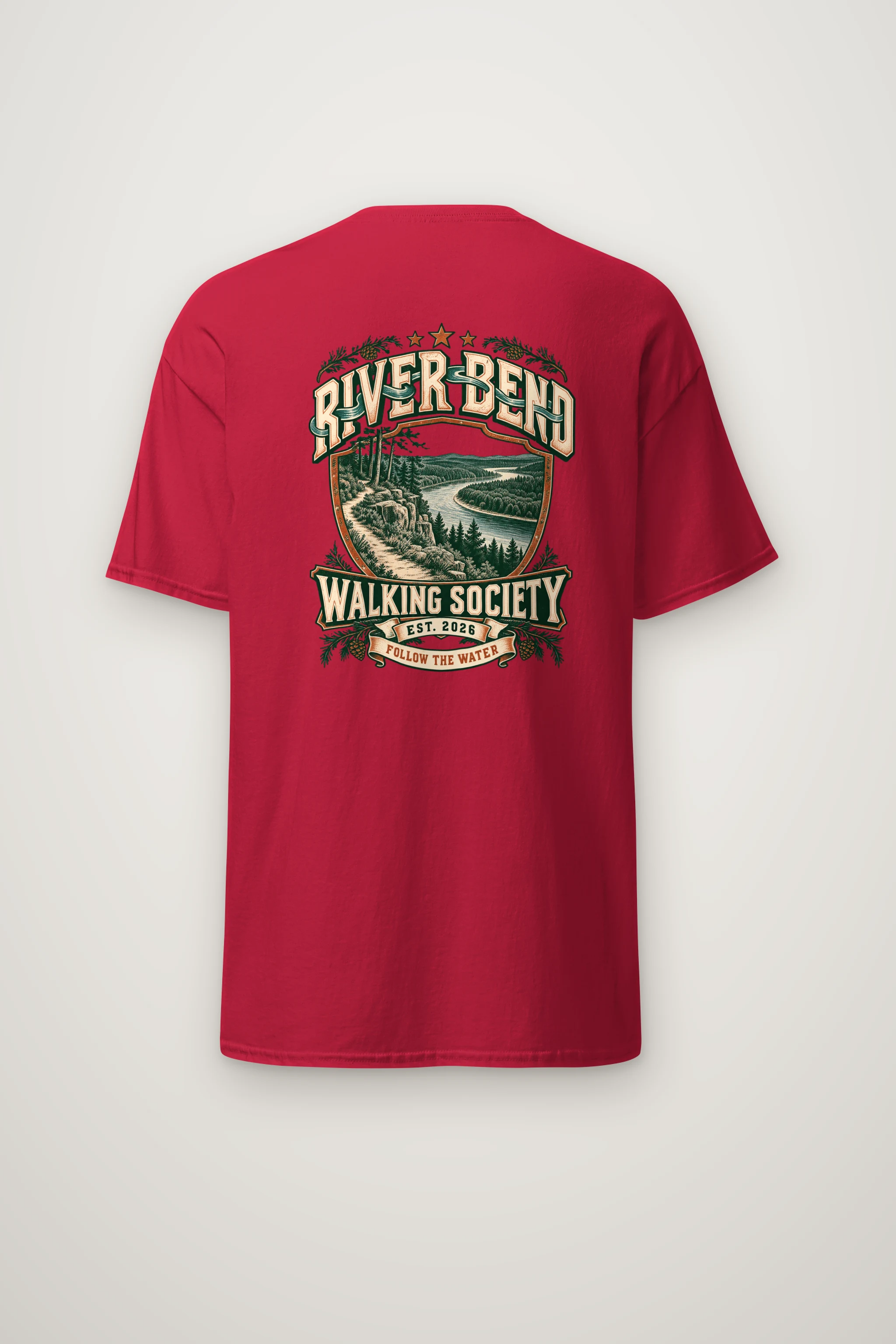 "River Bend Walking Society" Heavyweight Unisex Crewneck T-shirt