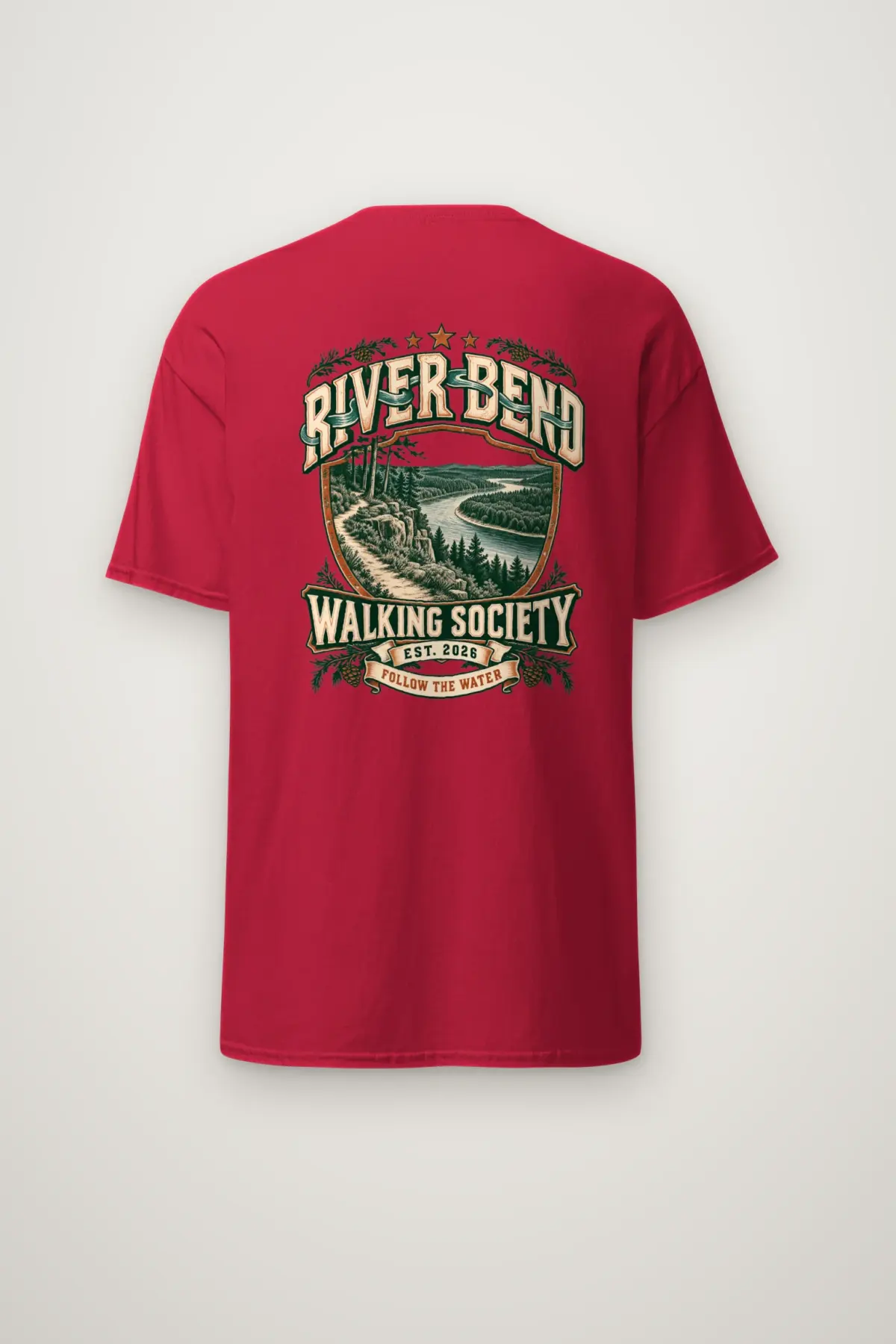 "River Bend Walking Society" Heavyweight Unisex Crewneck T-shirt