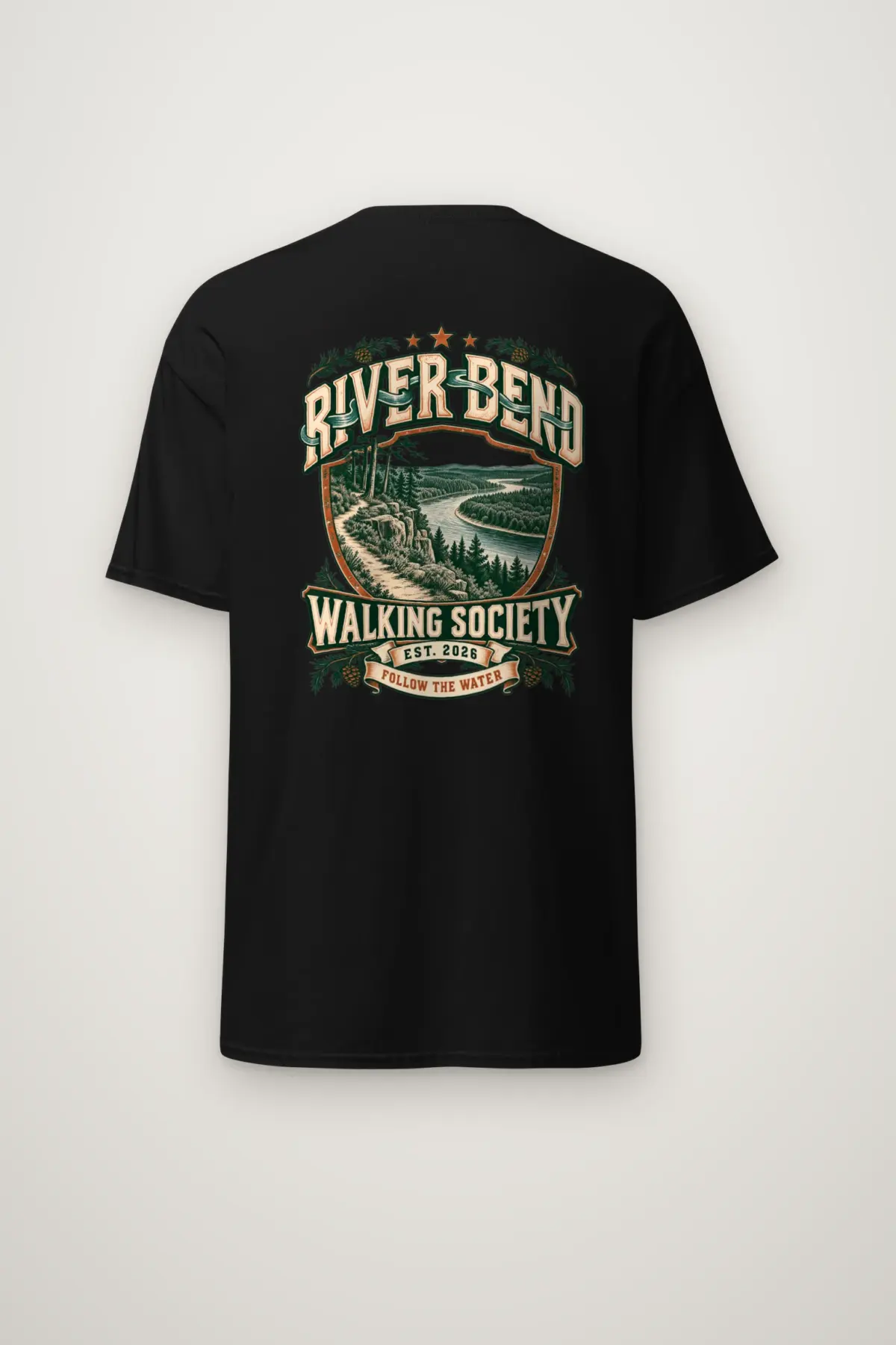"River Bend Walking Society" Heavyweight Unisex Crewneck T-shirt