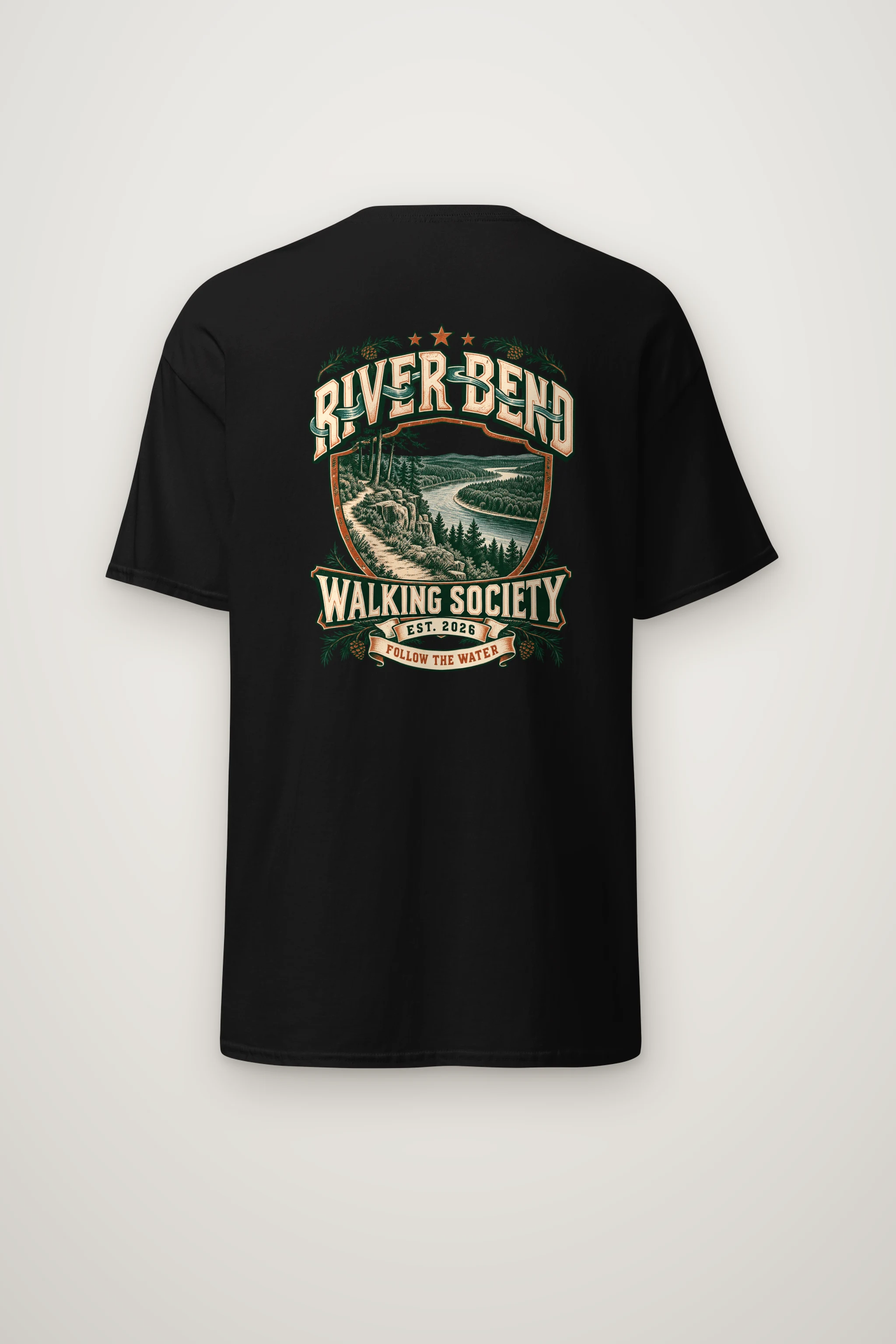 "River Bend Walking Society" Heavyweight Unisex Crewneck T-shirt