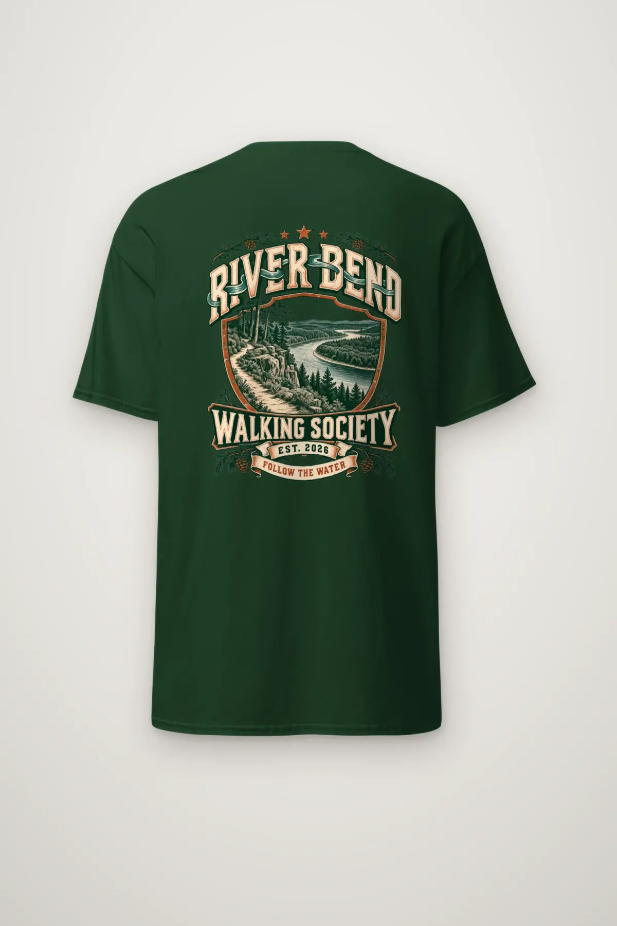 "River Bend Walking Society" Heavyweight Unisex Crewneck T-shirt