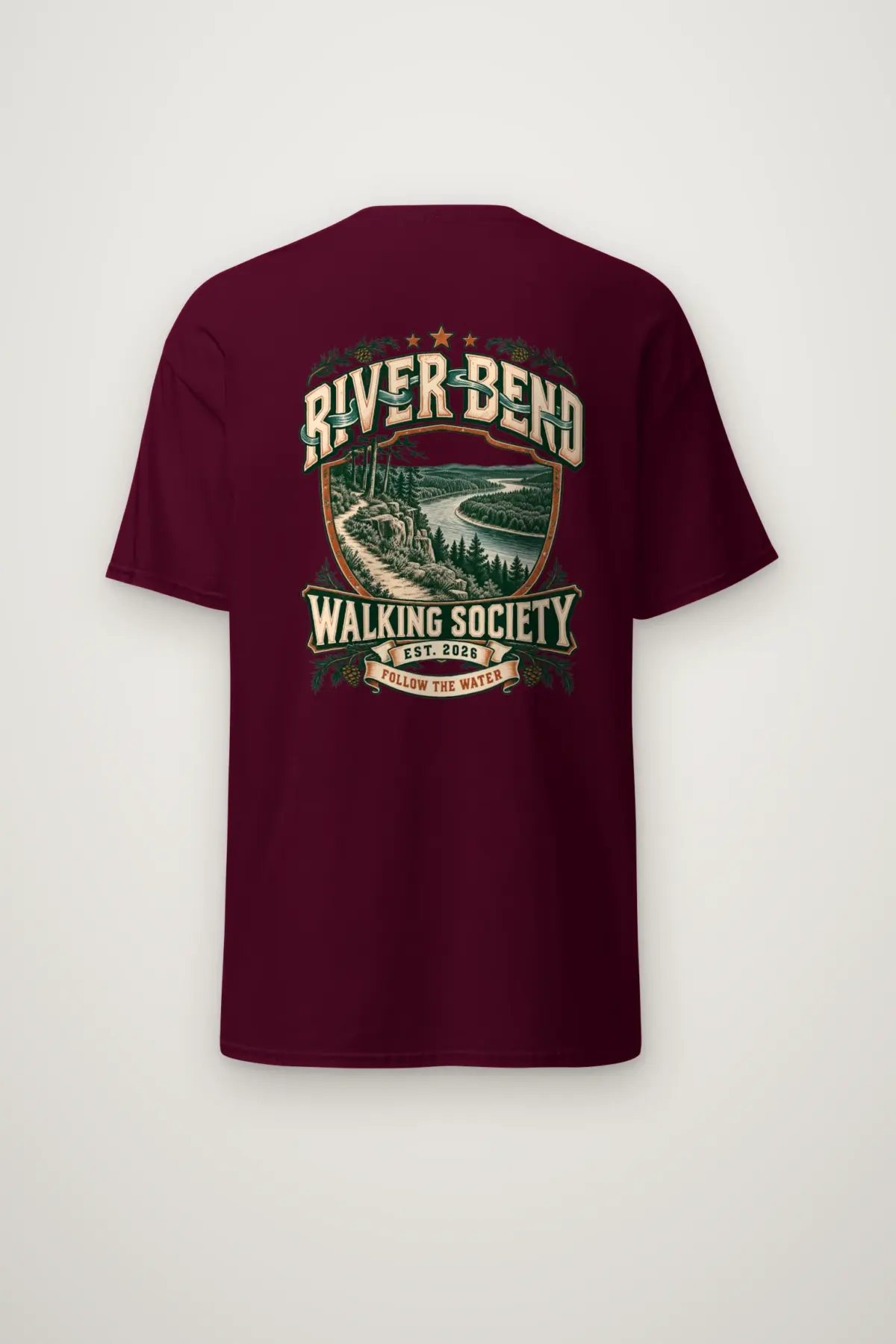 "River Bend Walking Society" Heavyweight Unisex Crewneck T-shirt