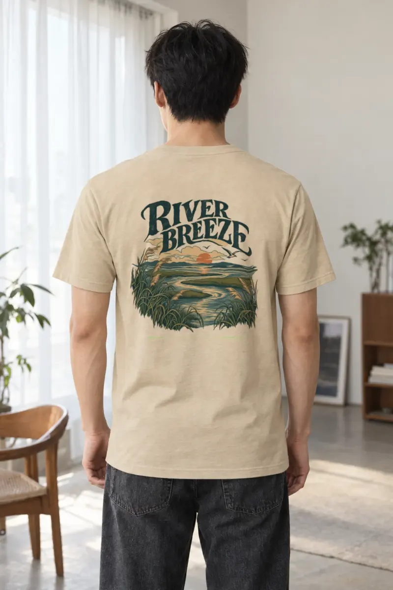 “River Breeze” Heavyweight Unisex Crewneck T-shirt | Gildan 5000