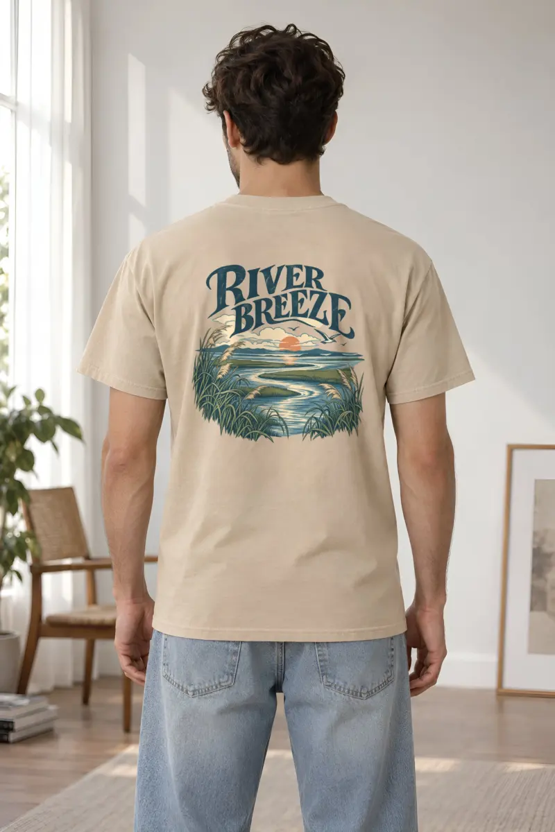 "River Breeze" Heavyweight Unisex Crewneck T-shirt