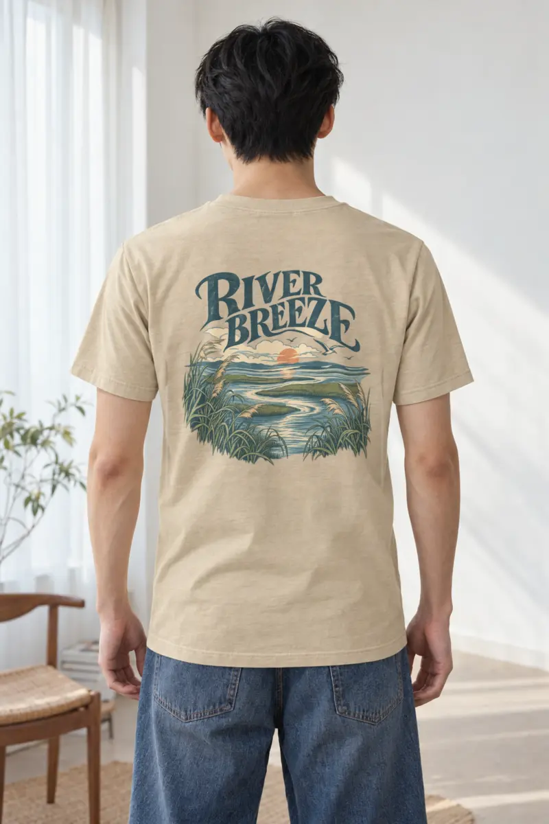 "River Breeze" Heavyweight Unisex Crewneck T-shirt
