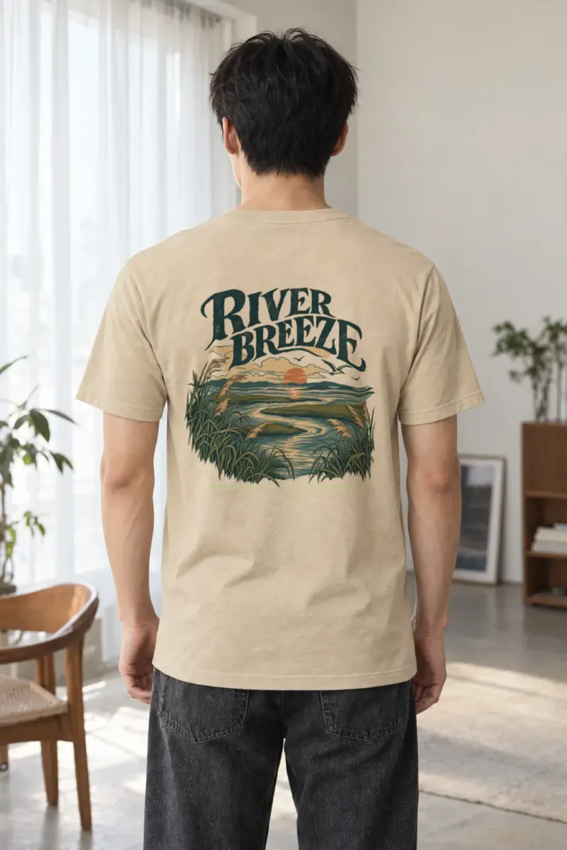 “River Breeze” Heavyweight Unisex Crewneck T-shirt | Gildan 5000
