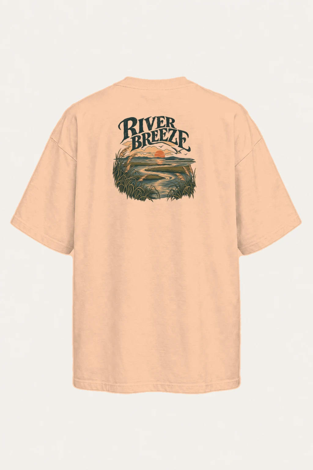 "River Breeze" Men's Oversized Heavyweight Crewneck T-Shirt | Shaka Wear SHMHSS