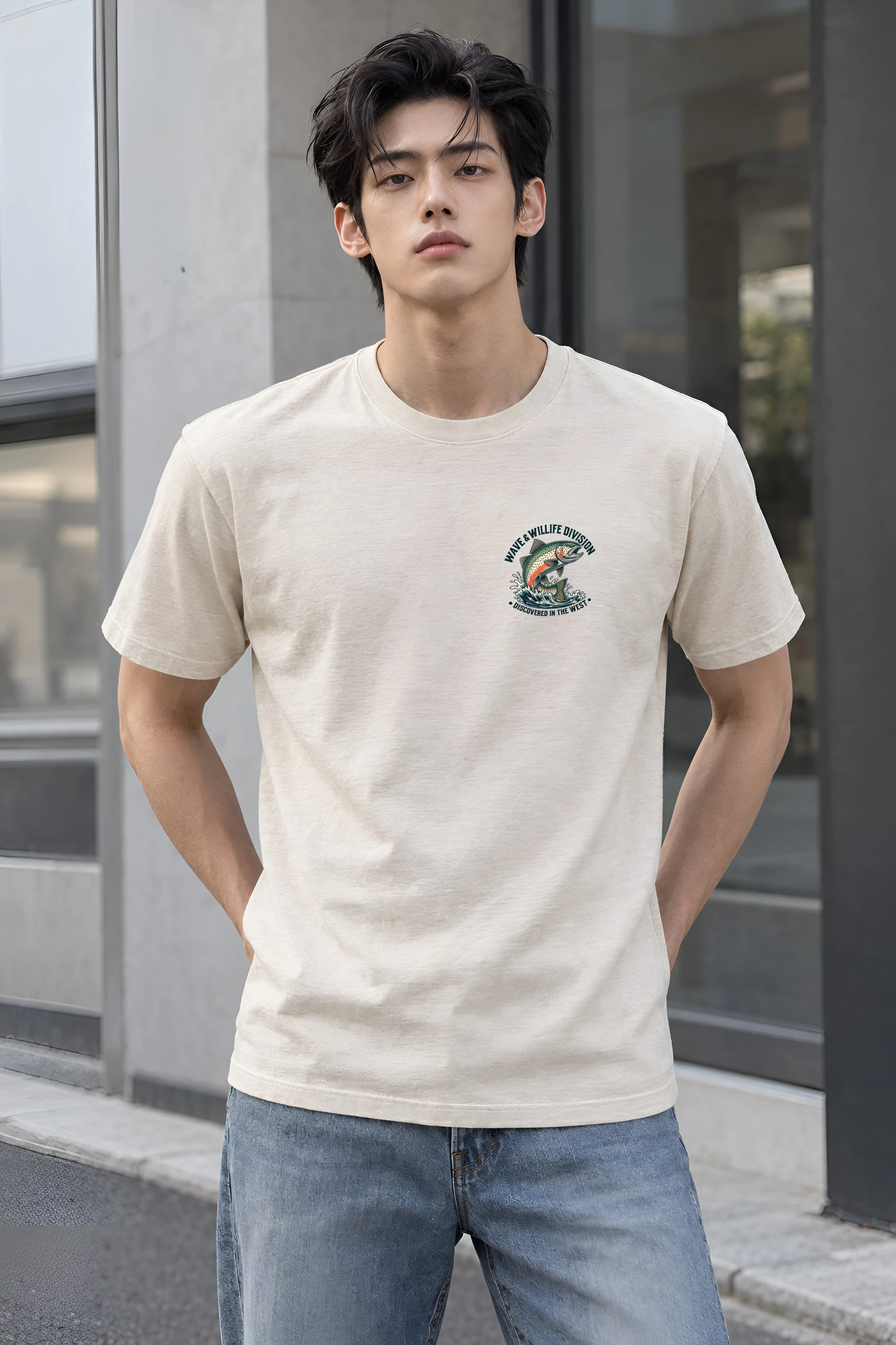 "Riverbound Angler" Heavyweight Unisex Crewneck T-shirt
