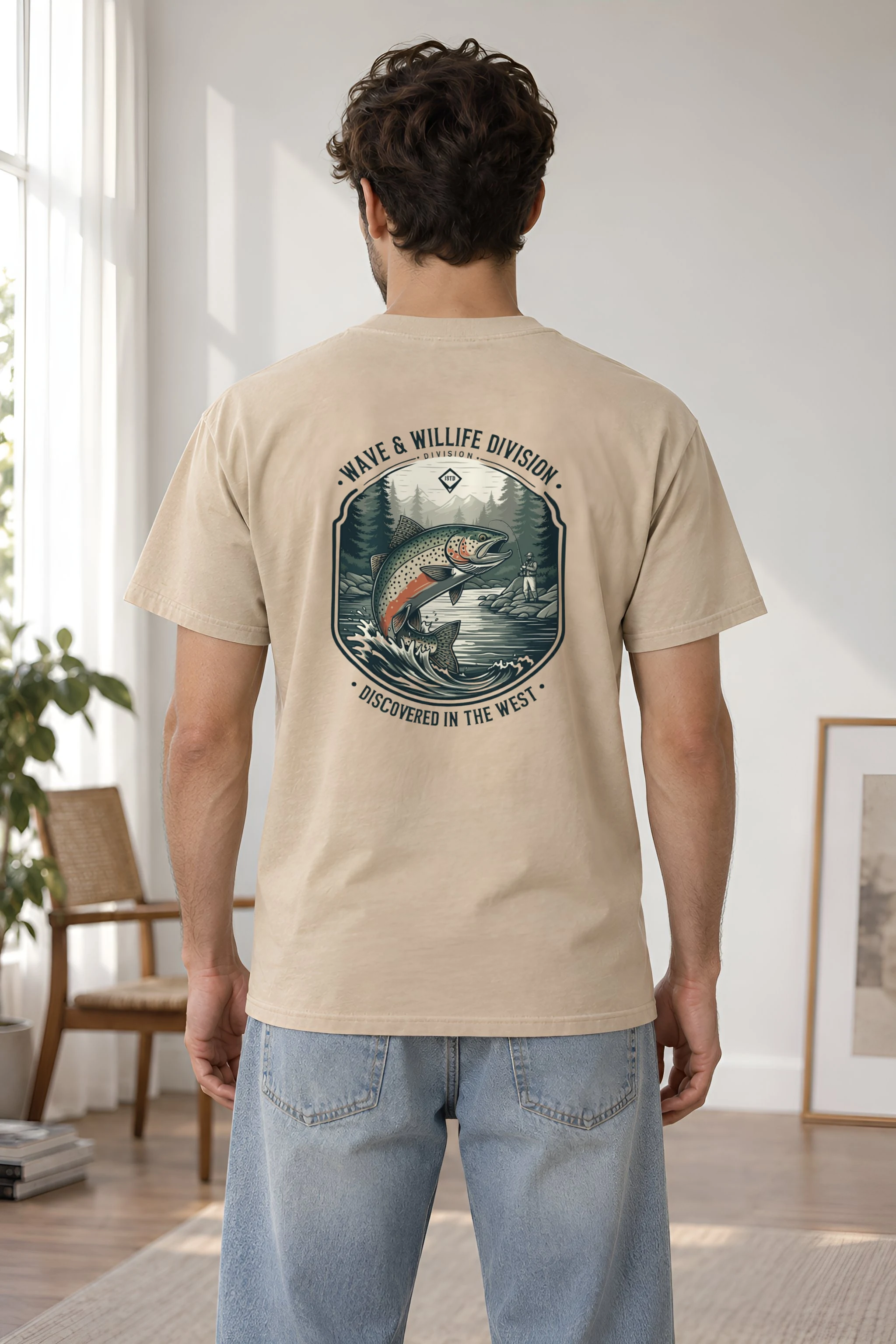 "Riverbound Angler" Heavyweight Unisex Crewneck T-shirt