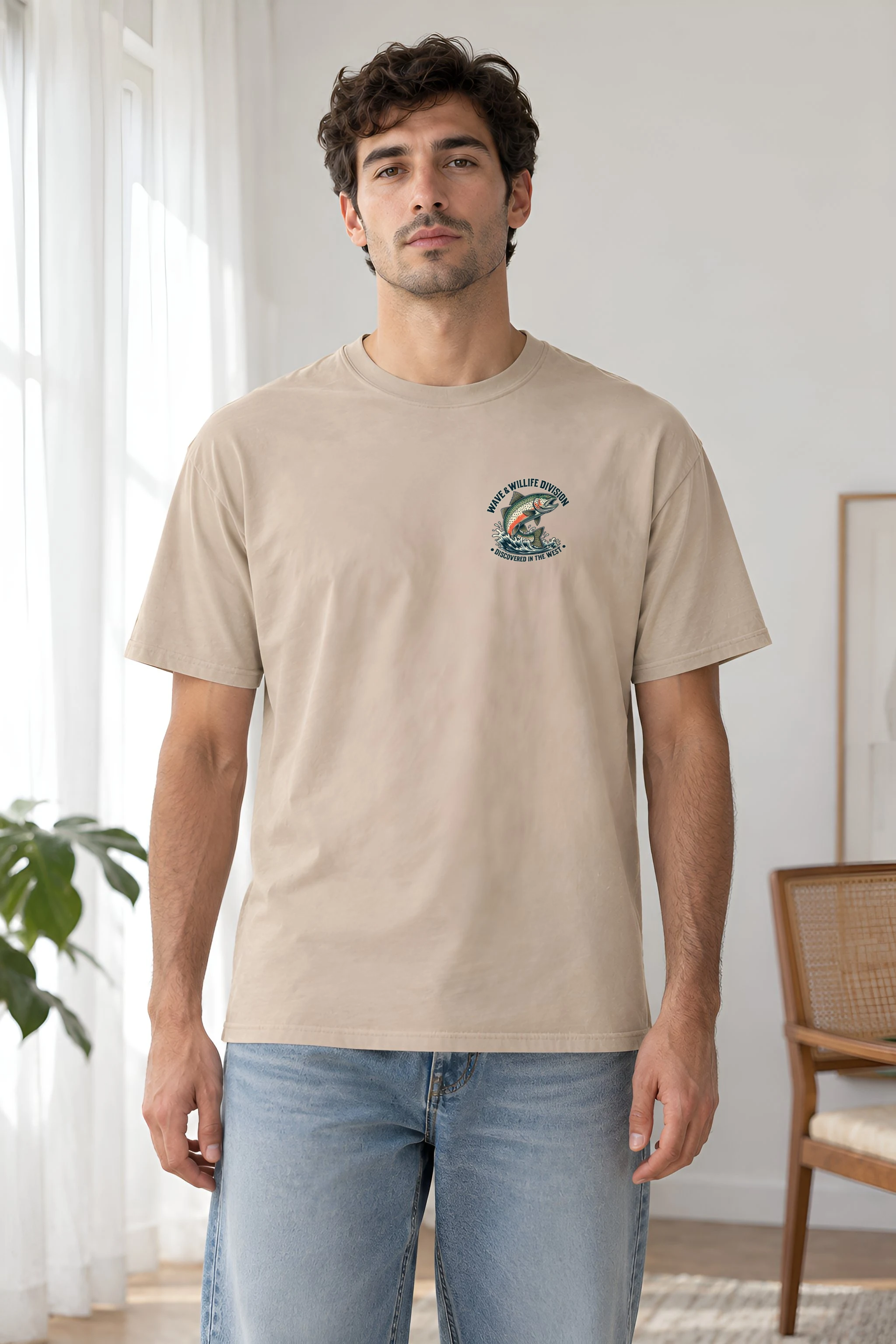 "Riverbound Angler" Heavyweight Unisex Crewneck T-shirt