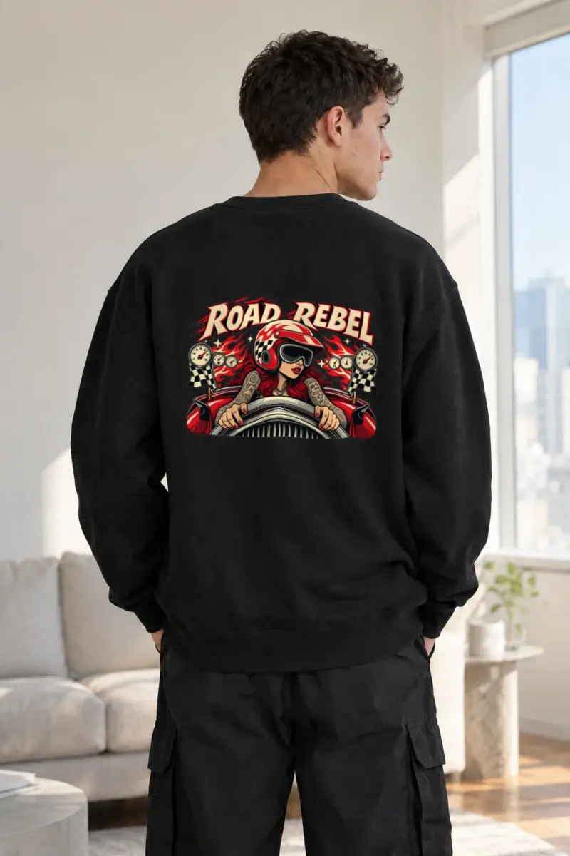 "Road Rebel" Heavy Blend Unisex Crewneck Sweatshirt | Gildan 18000