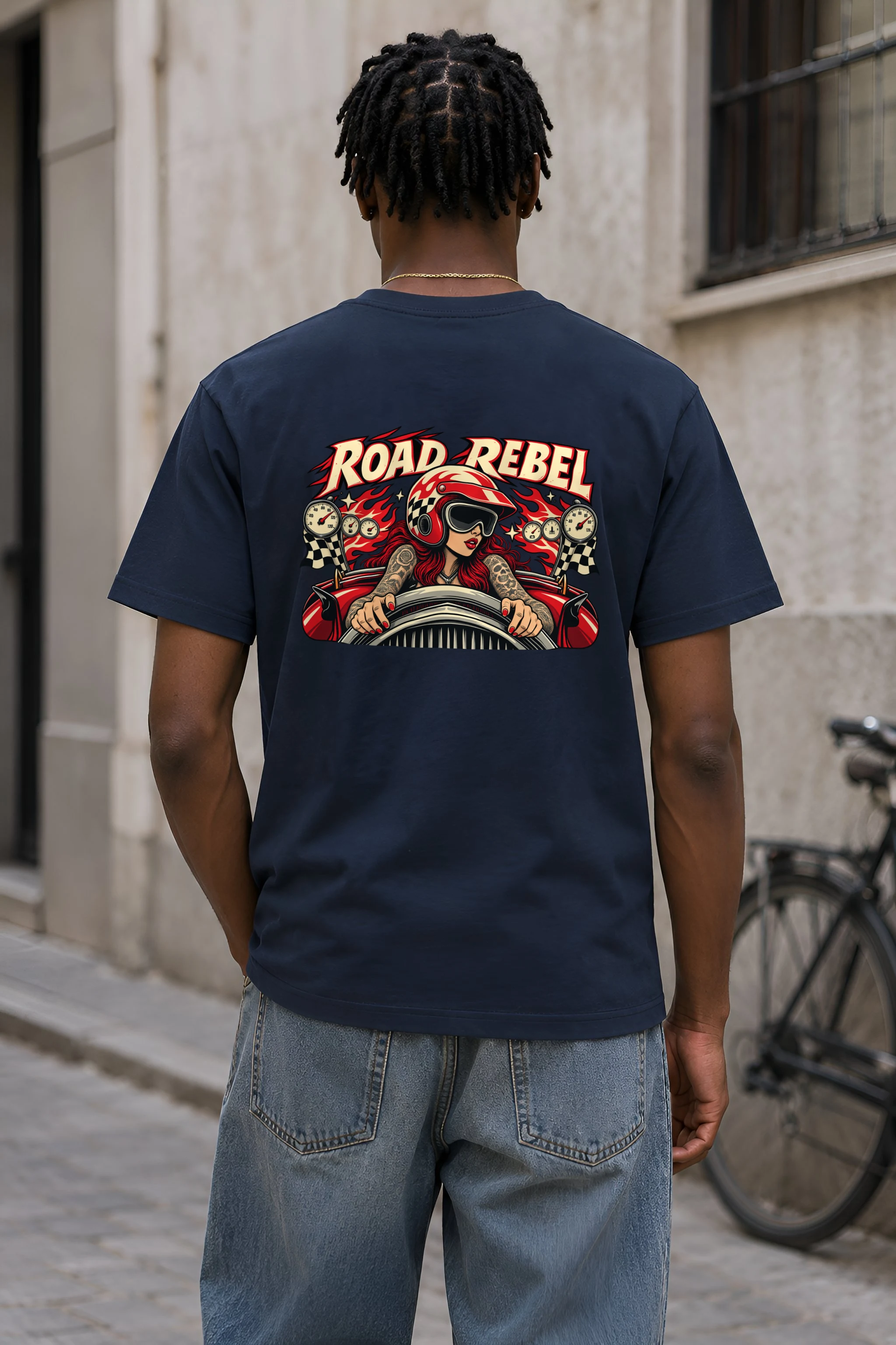 "Road Rebel" Heavyweight Unisex Crewneck T-shirt
