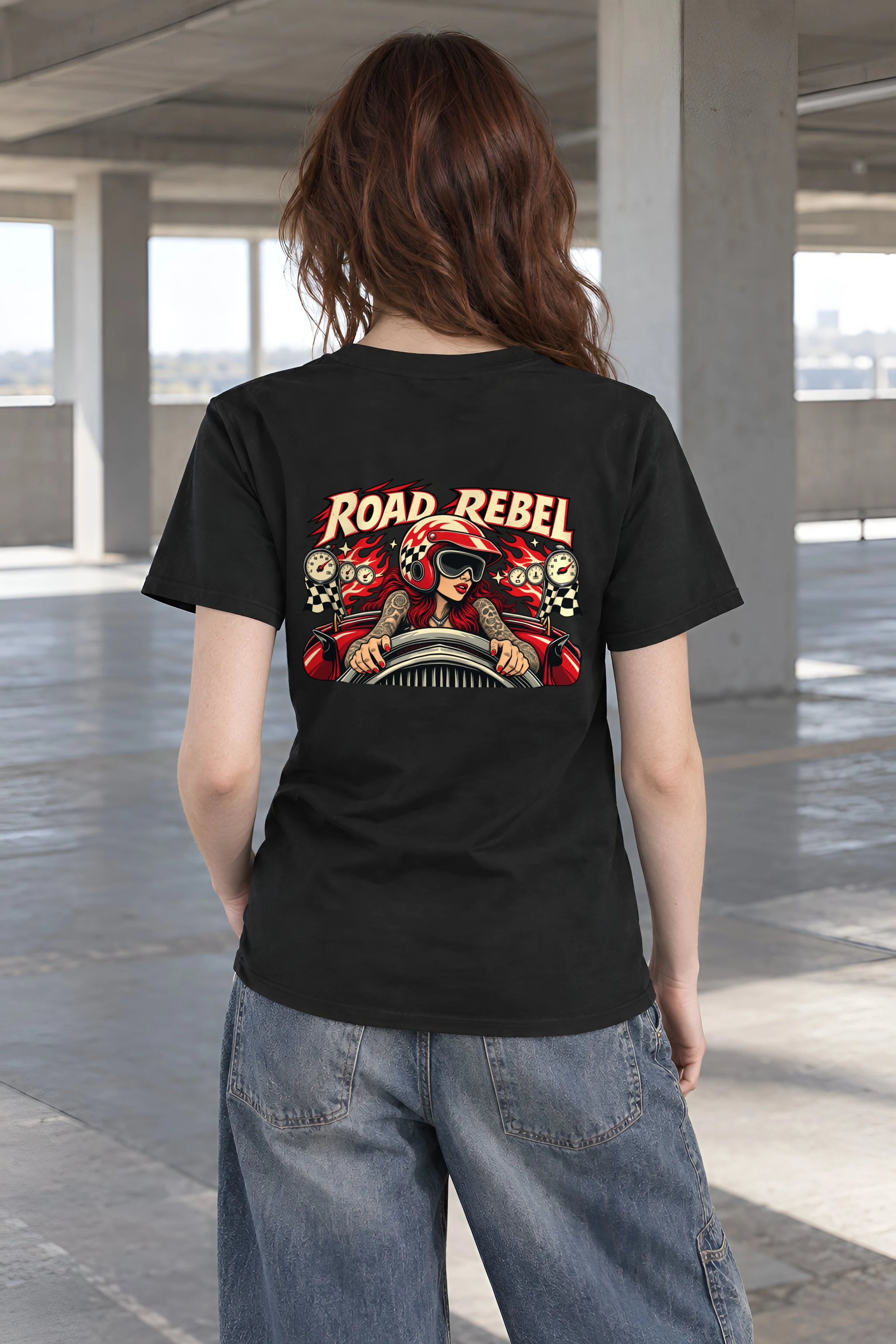 "Road Rebel" Heavyweight Unisex Crewneck T-shirt
