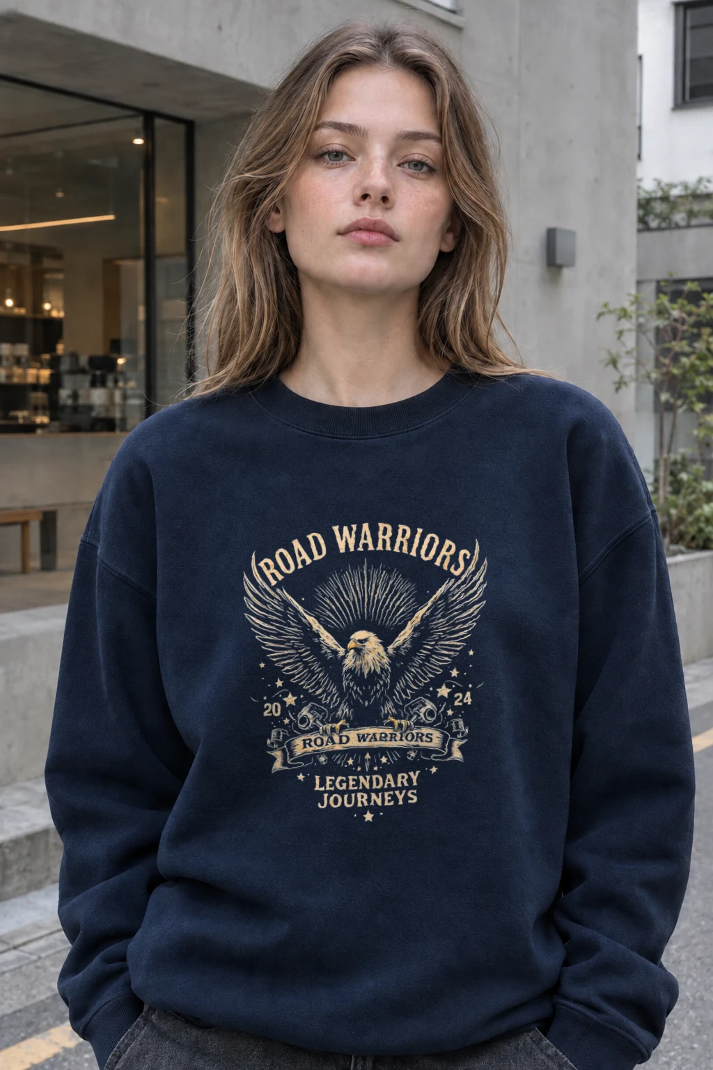 "Road Warriors Eagle" Heavy Blend Unisex Crewneck Sweatshirt | Gildan 18000