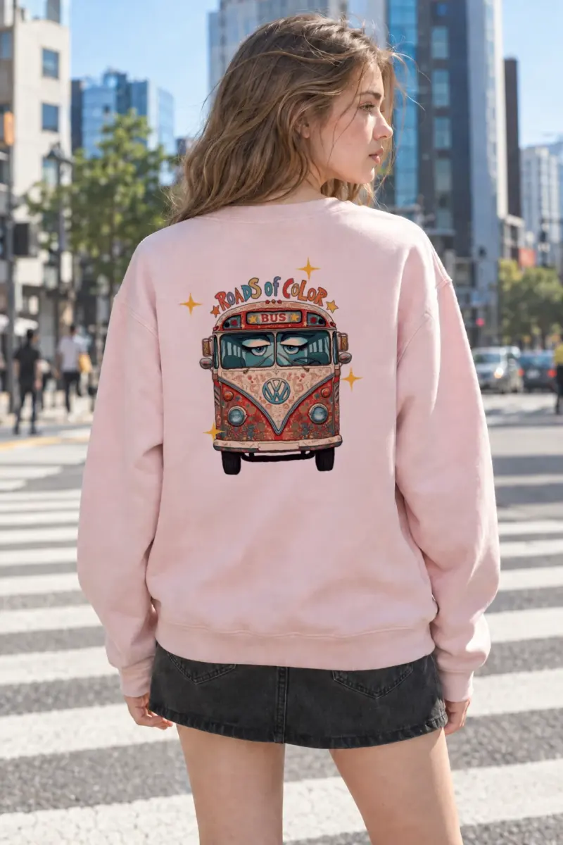 "Roads Of Color Bus" Heavy Blend Unisex Crewneck Sweatshirt | Gildan 18000