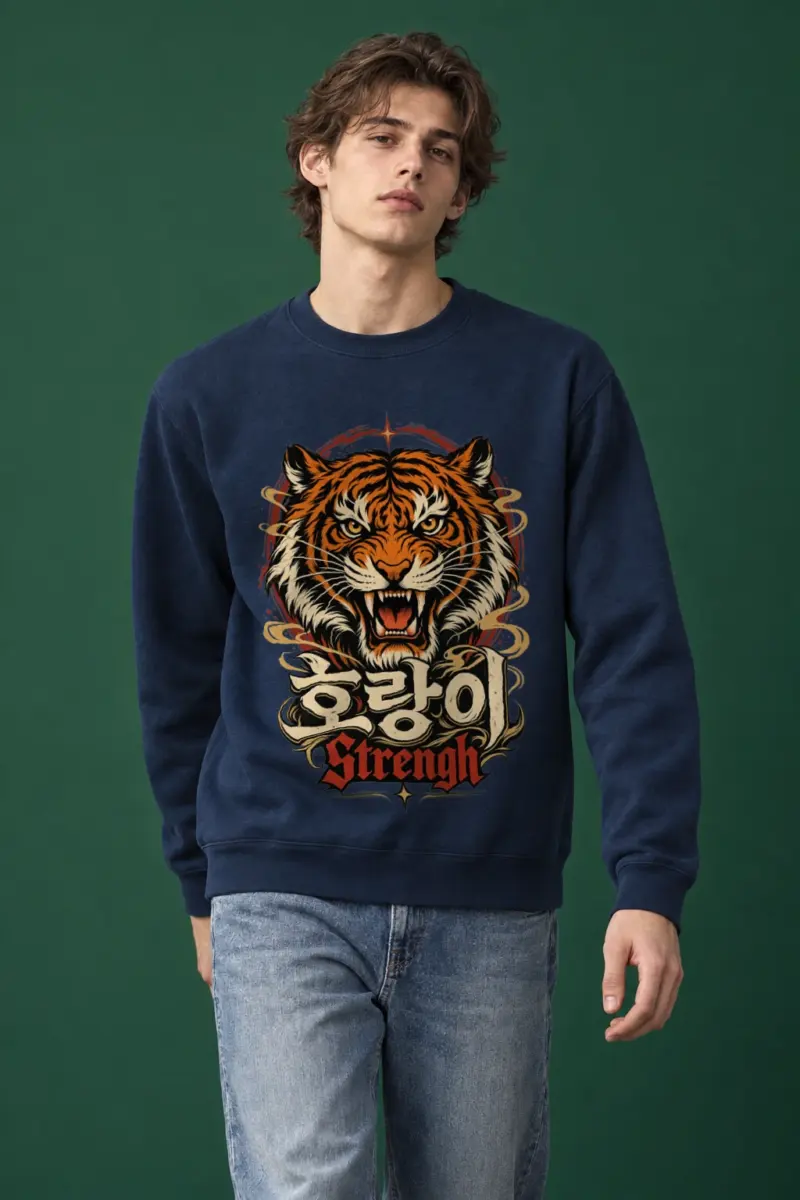 "Roaring Tiger Head" Heavy Blend Unisex Crewneck Sweatshirt