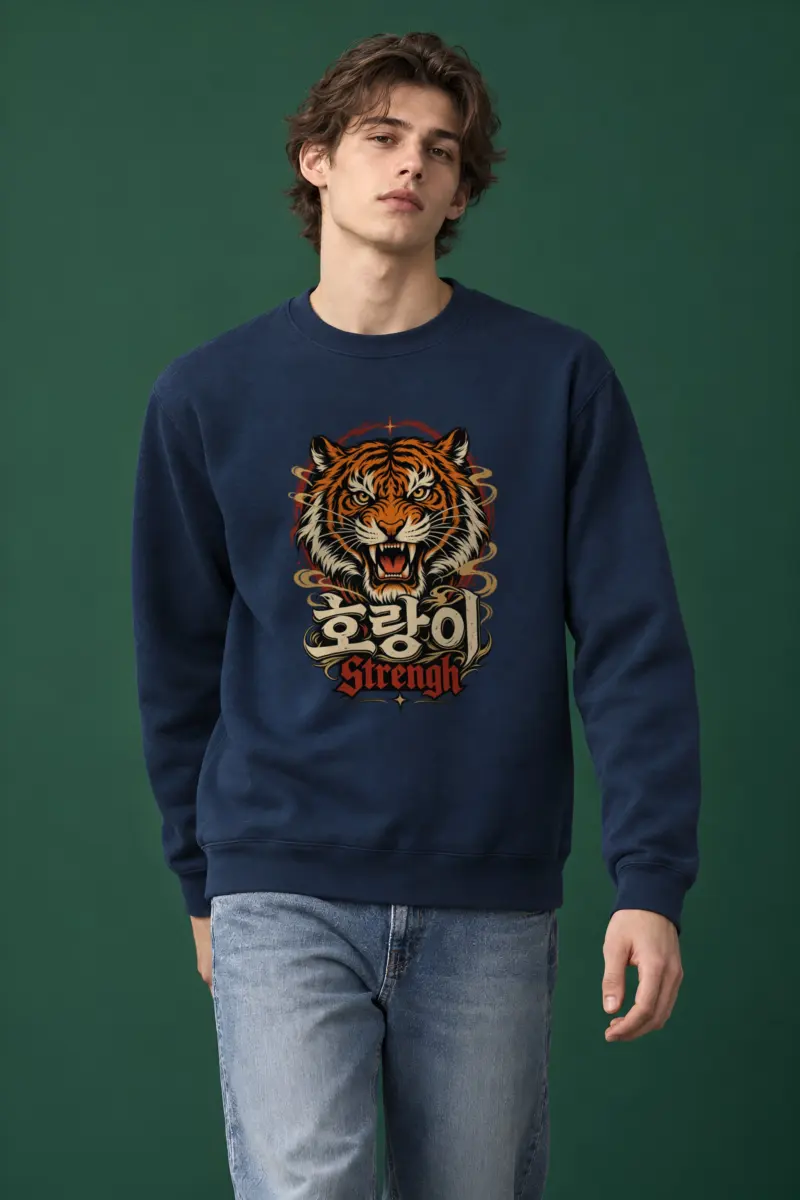 "Roaring Tiger Head" Heavy Blend Unisex Crewneck Sweatshirt