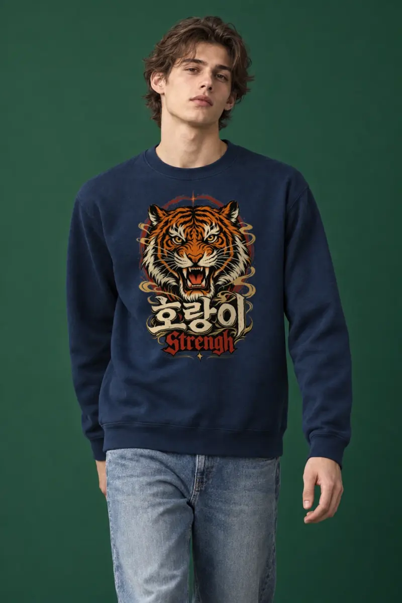"Roaring Tiger Head" Heavy Blend Unisex Crewneck Sweatshirt | Gildan 18000
