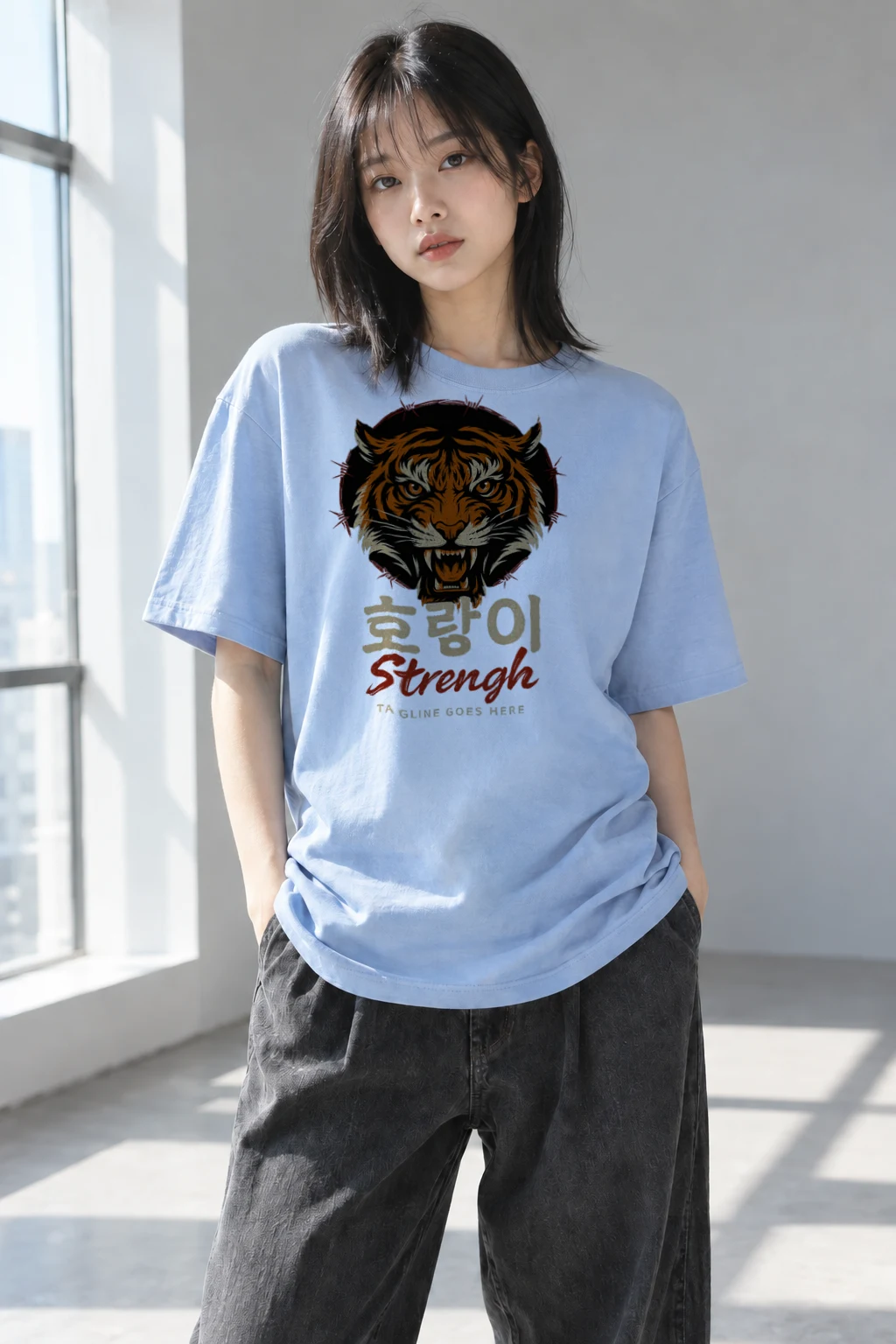 "Roaring Tiger Strength" Heavyweight Unisex Crewneck T-shirt | Gildan 5000