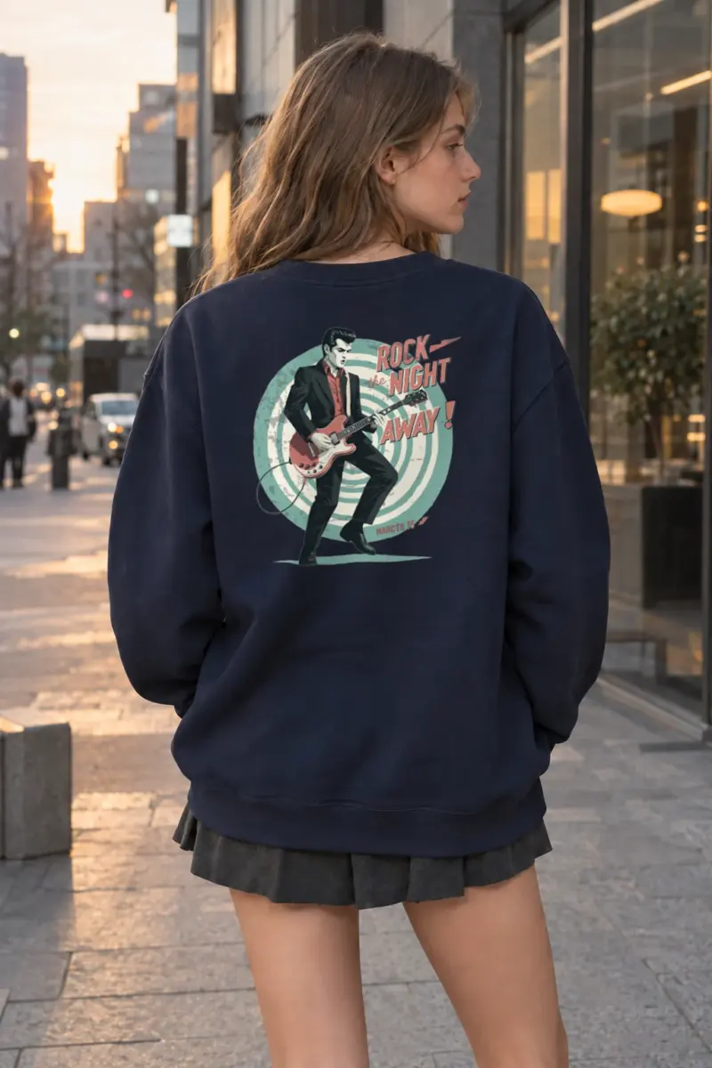 "Rock The Night Away" Heavy Blend Unisex Crewneck Sweatshirt | Gildan 18000