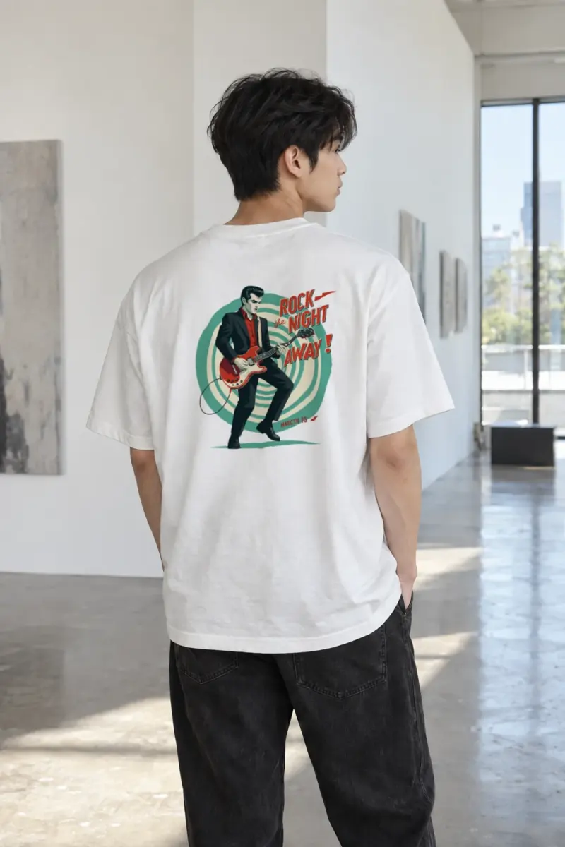 “Rock The Night Away” Heavyweight Unisex Crewneck T-shirt | Gildan 5000