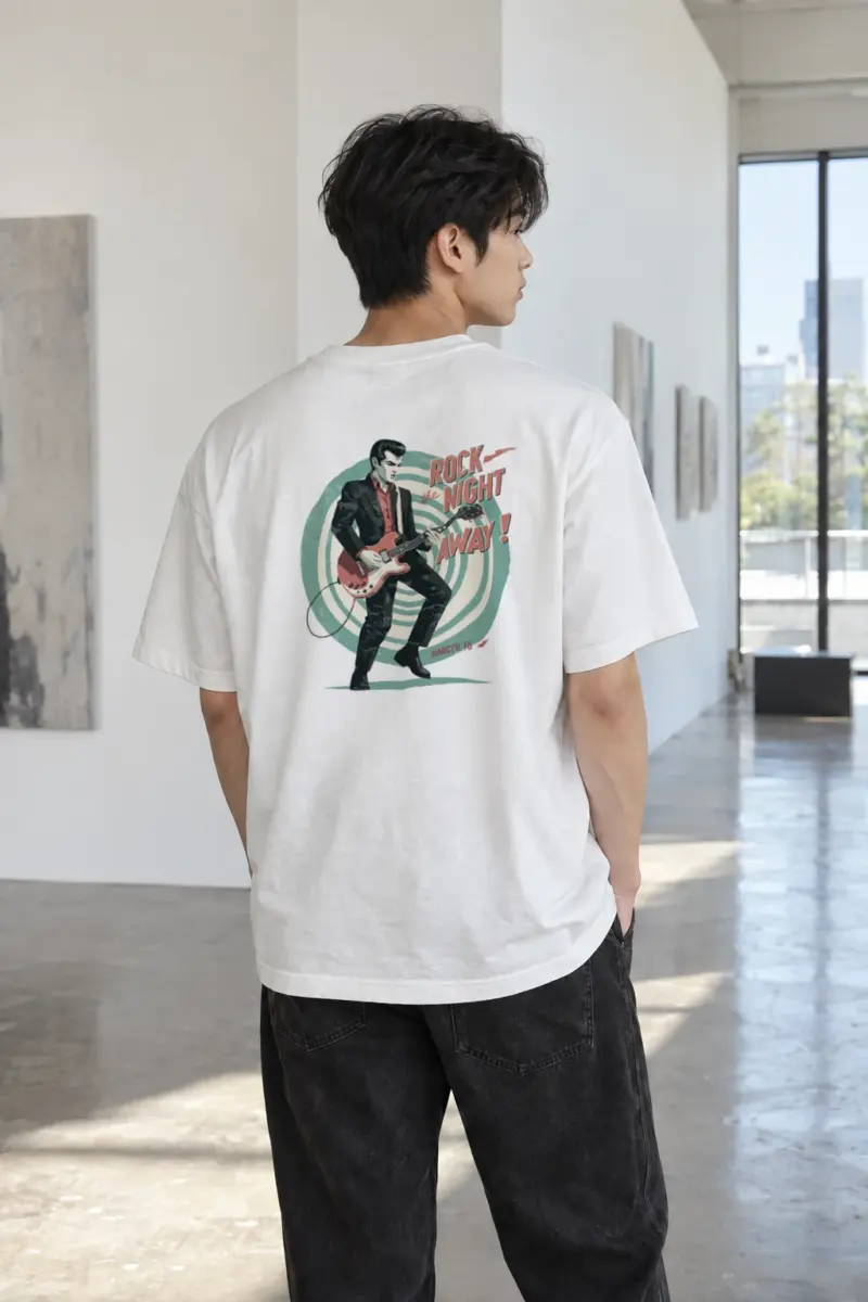 “Rock The Night Away” Heavyweight Unisex Crewneck T-shirt | Gildan 5000