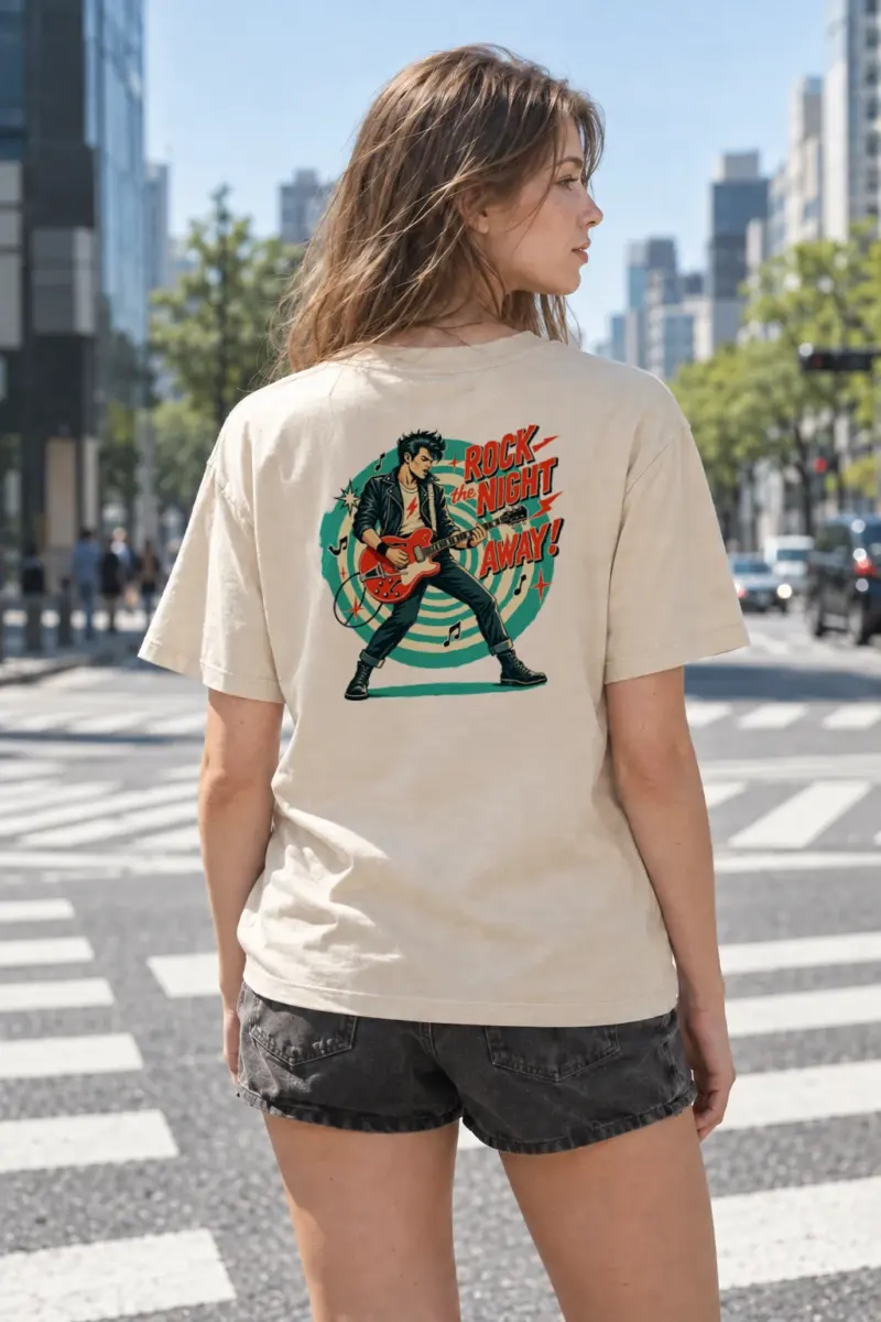 "Rock The Night Away" Heavyweight Unisex Crewneck T-shirt | Gildan 5000