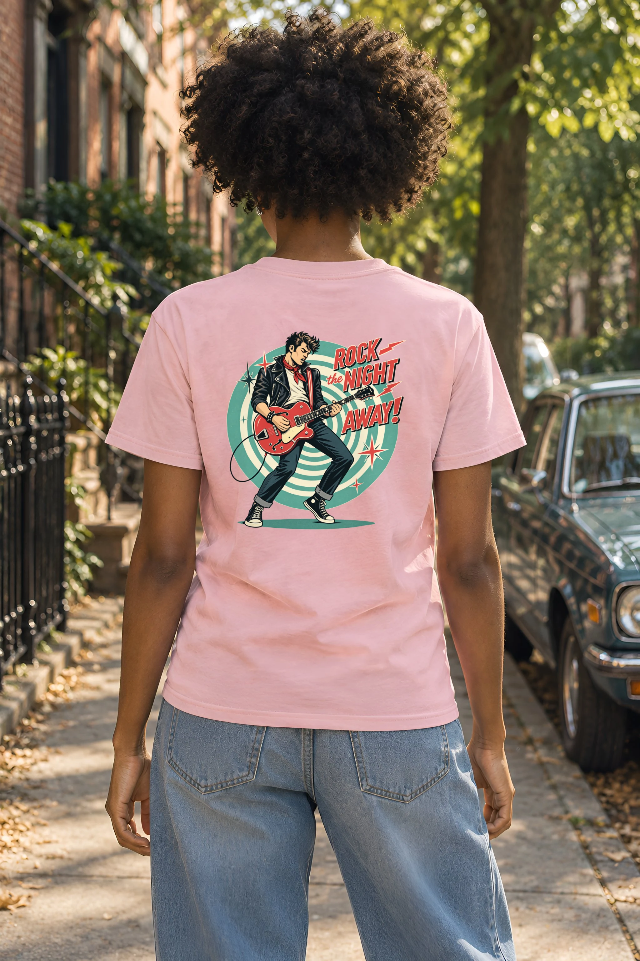 "Rock the Night Away" Heavyweight Unisex Crewneck T-shirt