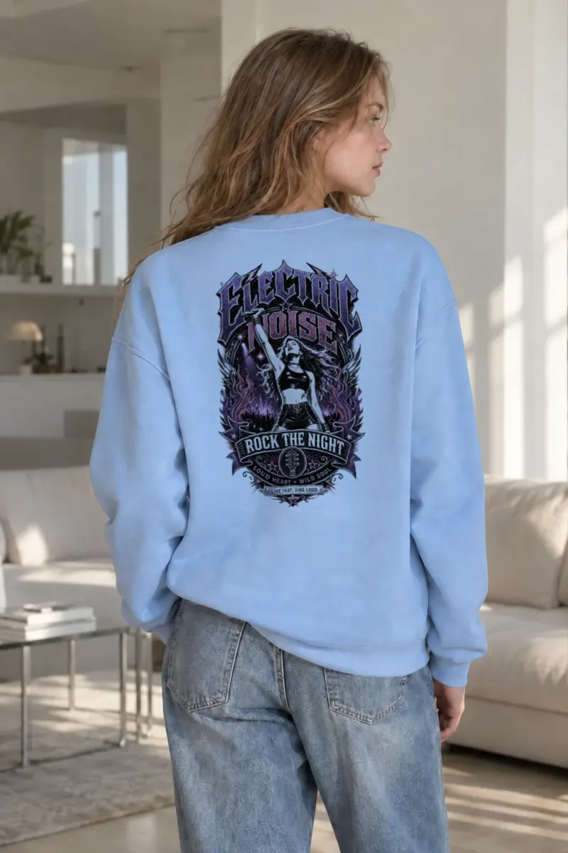 "Rock The Night" Heavy Blend Unisex Crewneck Sweatshirt | Gildan 18000