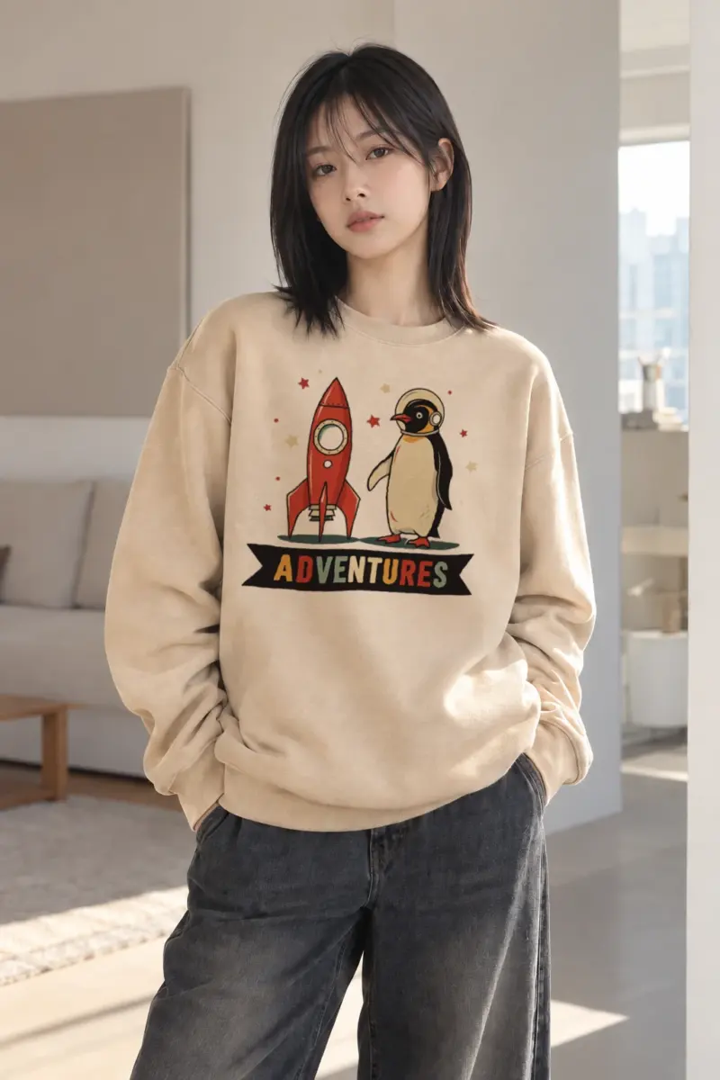 "Rocket Penguin Adventures" Heavy Blend Unisex Crewneck Sweatshirt | Gildan 18000