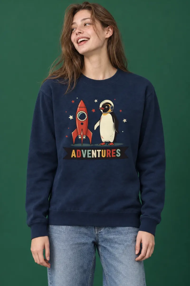 "Rocket Penguin Adventures" Heavy Blend Unisex Crewneck Sweatshirt