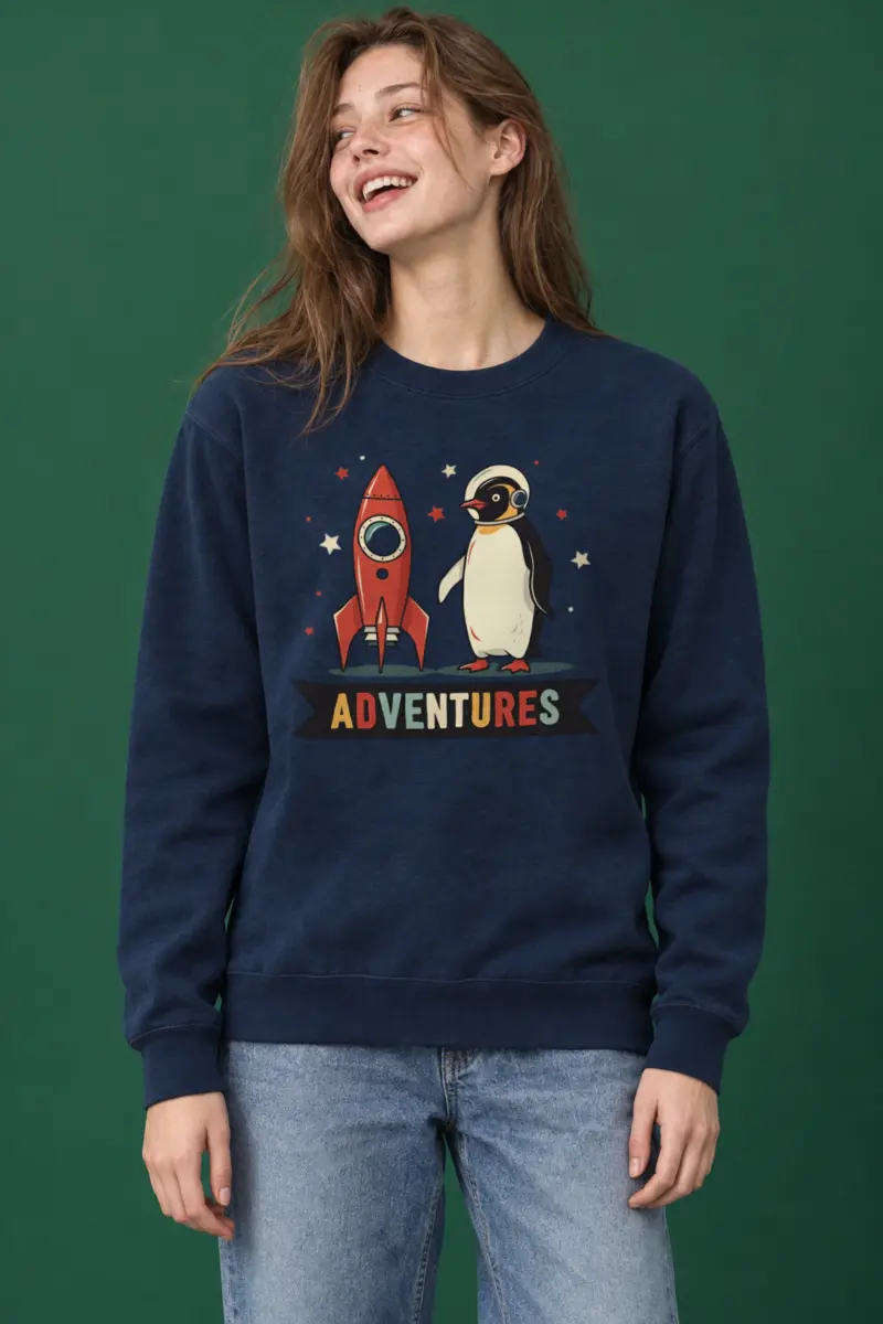 "Rocket Penguin Adventures" Heavy Blend Unisex Crewneck Sweatshirt