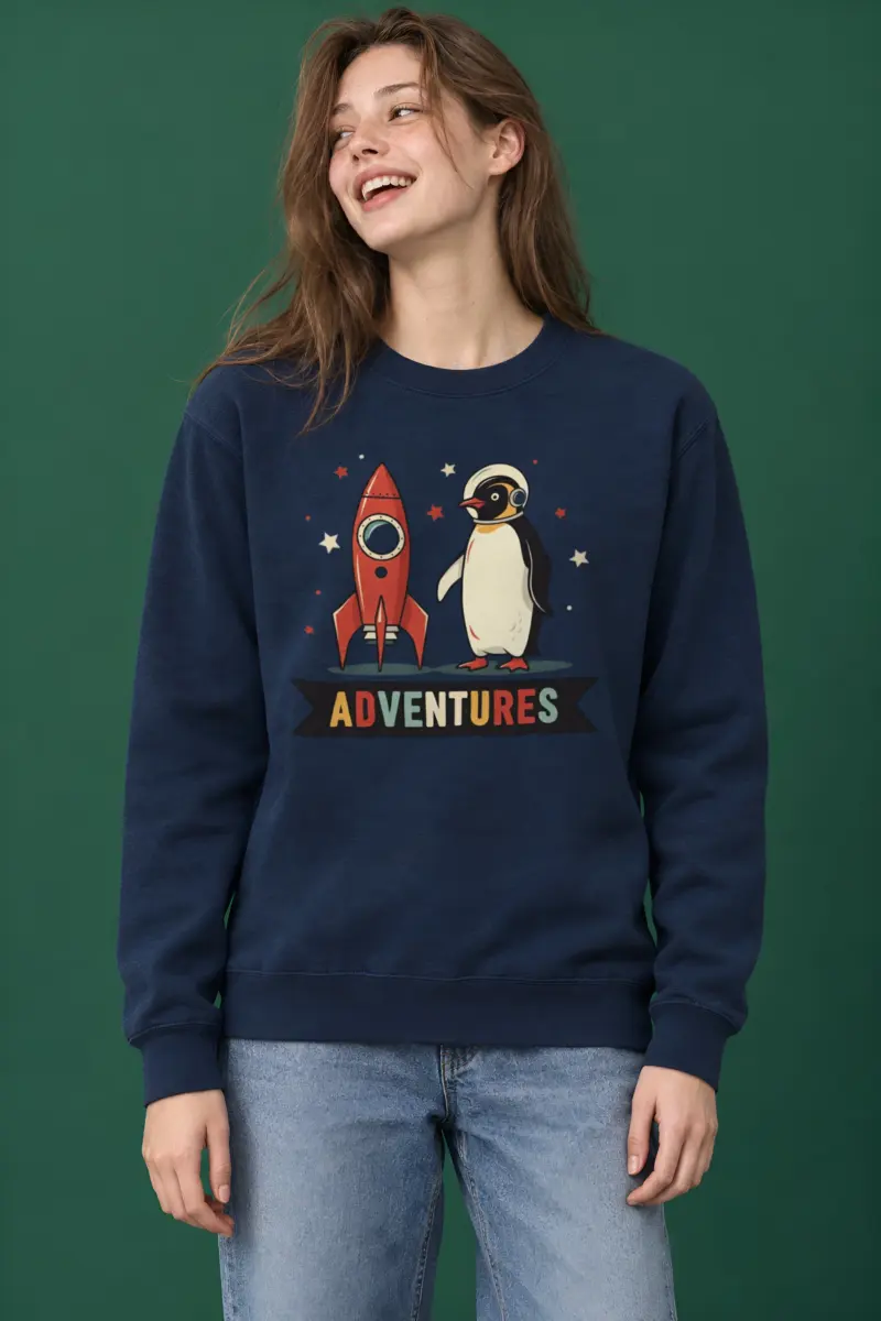"Rocket Penguin Adventures" Heavy Blend Unisex Crewneck Sweatshirt