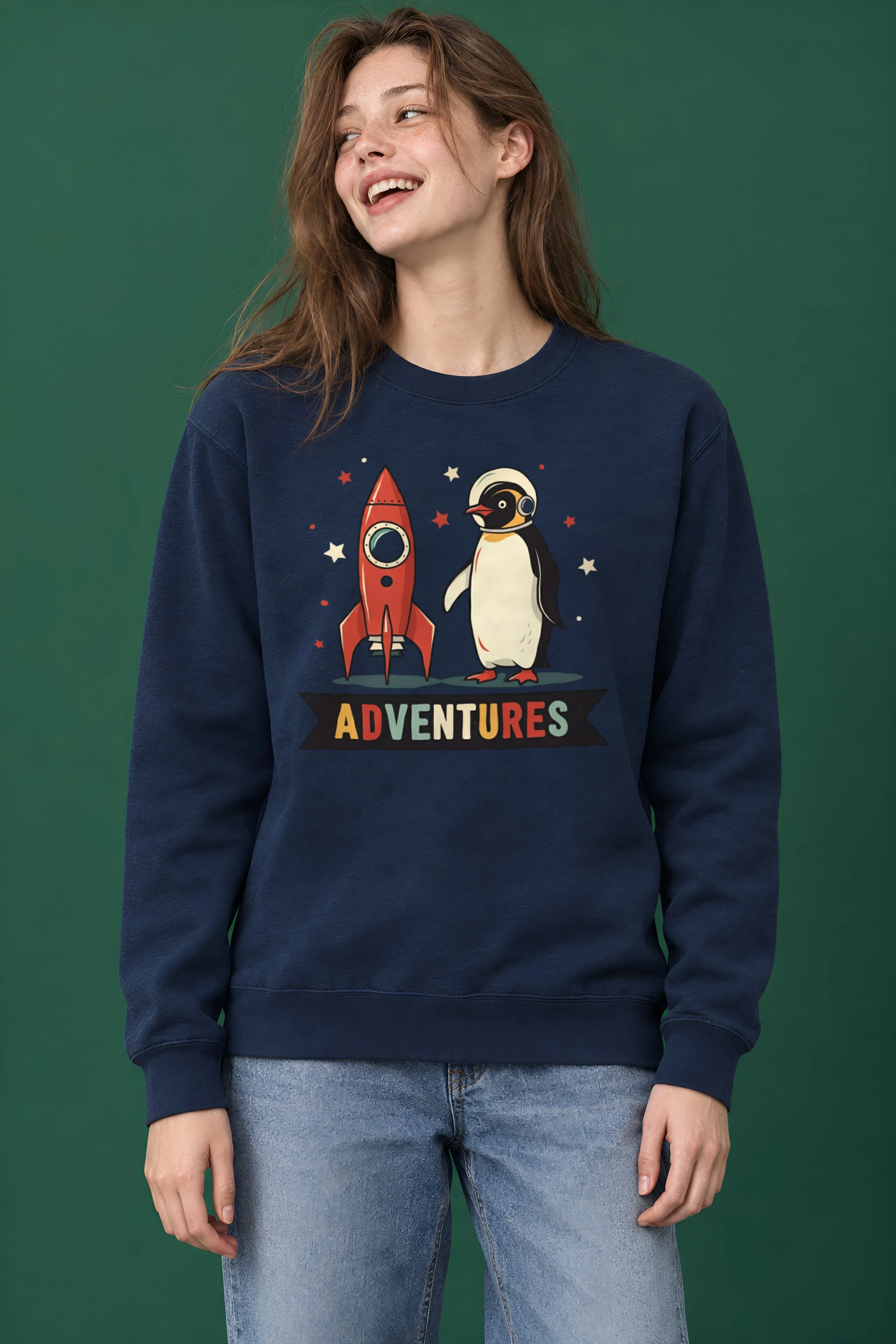 "Rocket Penguin Adventures" Heavy Blend Unisex Crewneck Sweatshirt