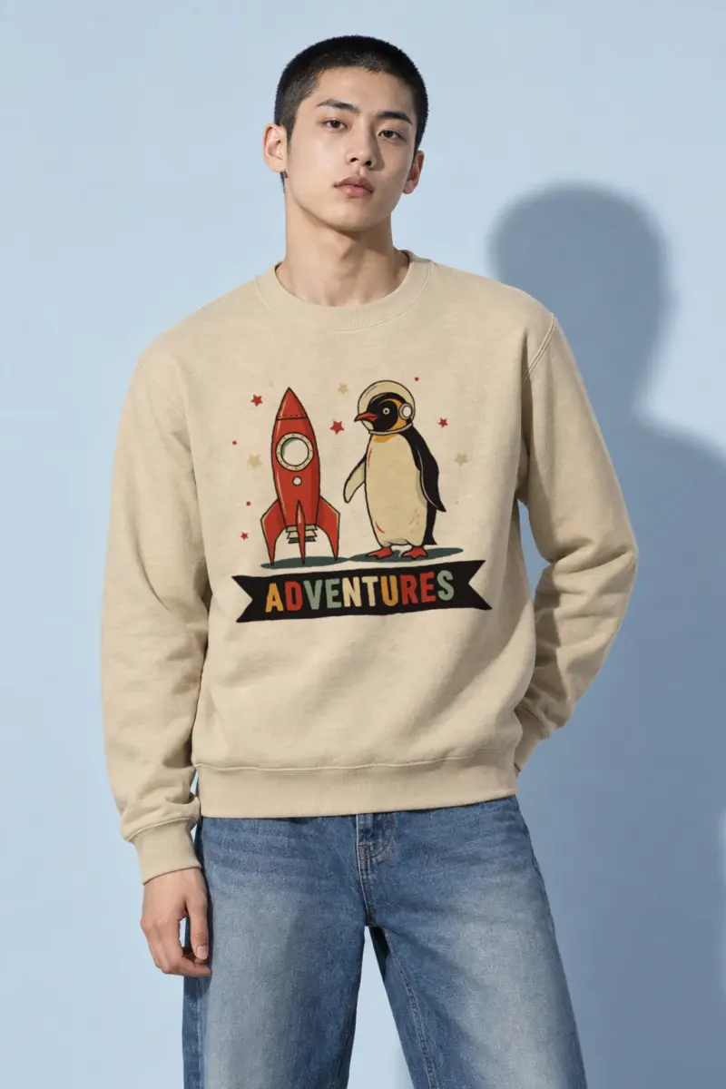 "Rocket Penguin Adventures" Heavy Blend Unisex Crewneck Sweatshirt | Gildan 18000