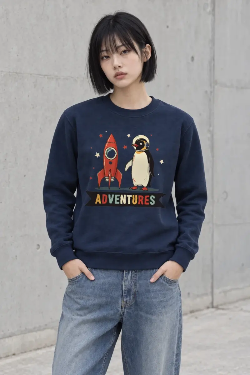 "Rocket Penguin Adventures" Heavy Blend Unisex Crewneck Sweatshirt